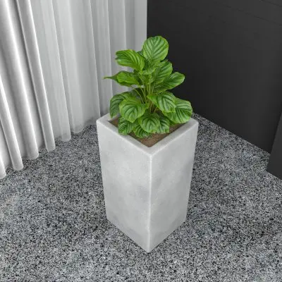 Terra Series Poly Stone Planter in Aged Concrete 13" x 13" 27.6" High