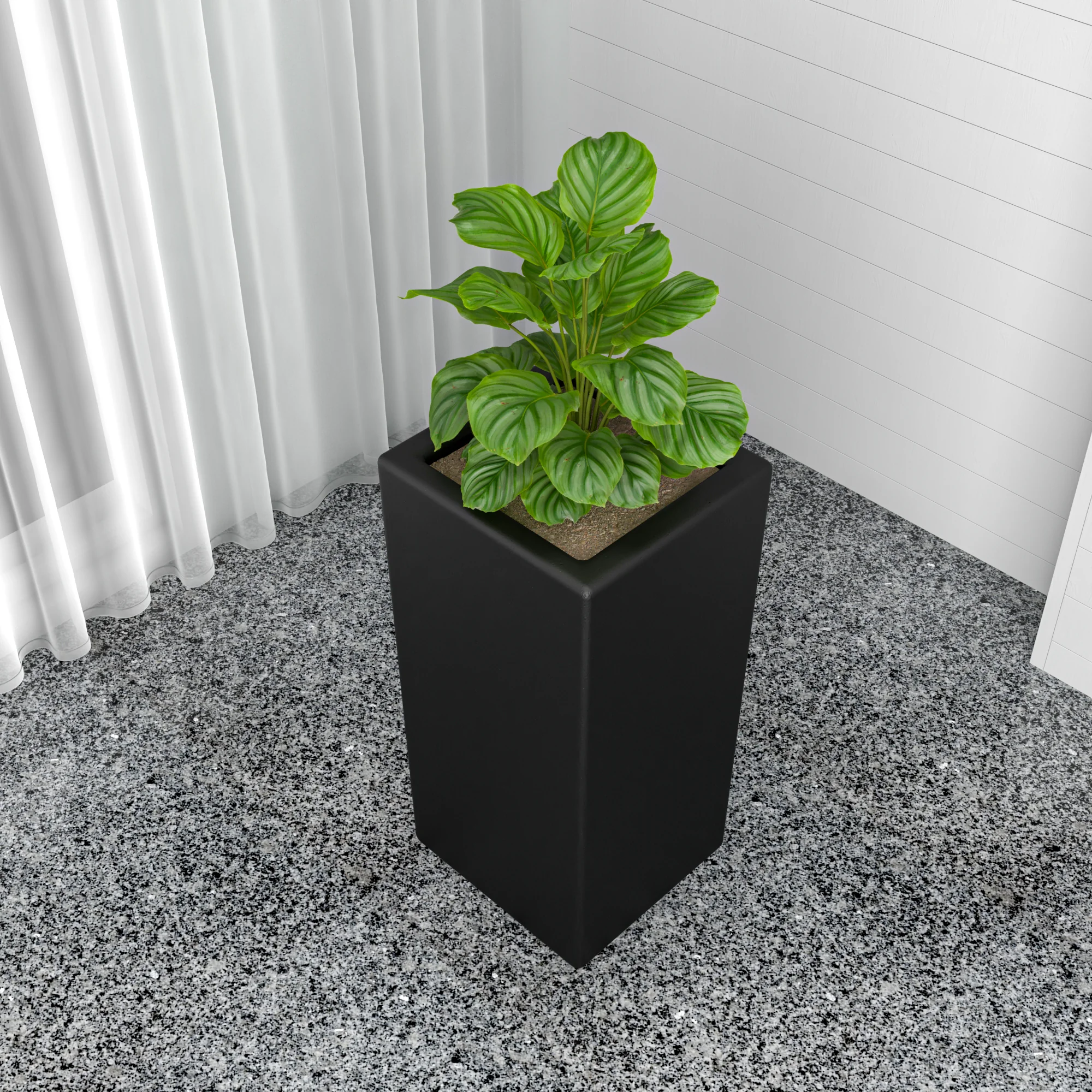 Terra Series Poly Stone Planter in Black 13" x 13" 27.6" High