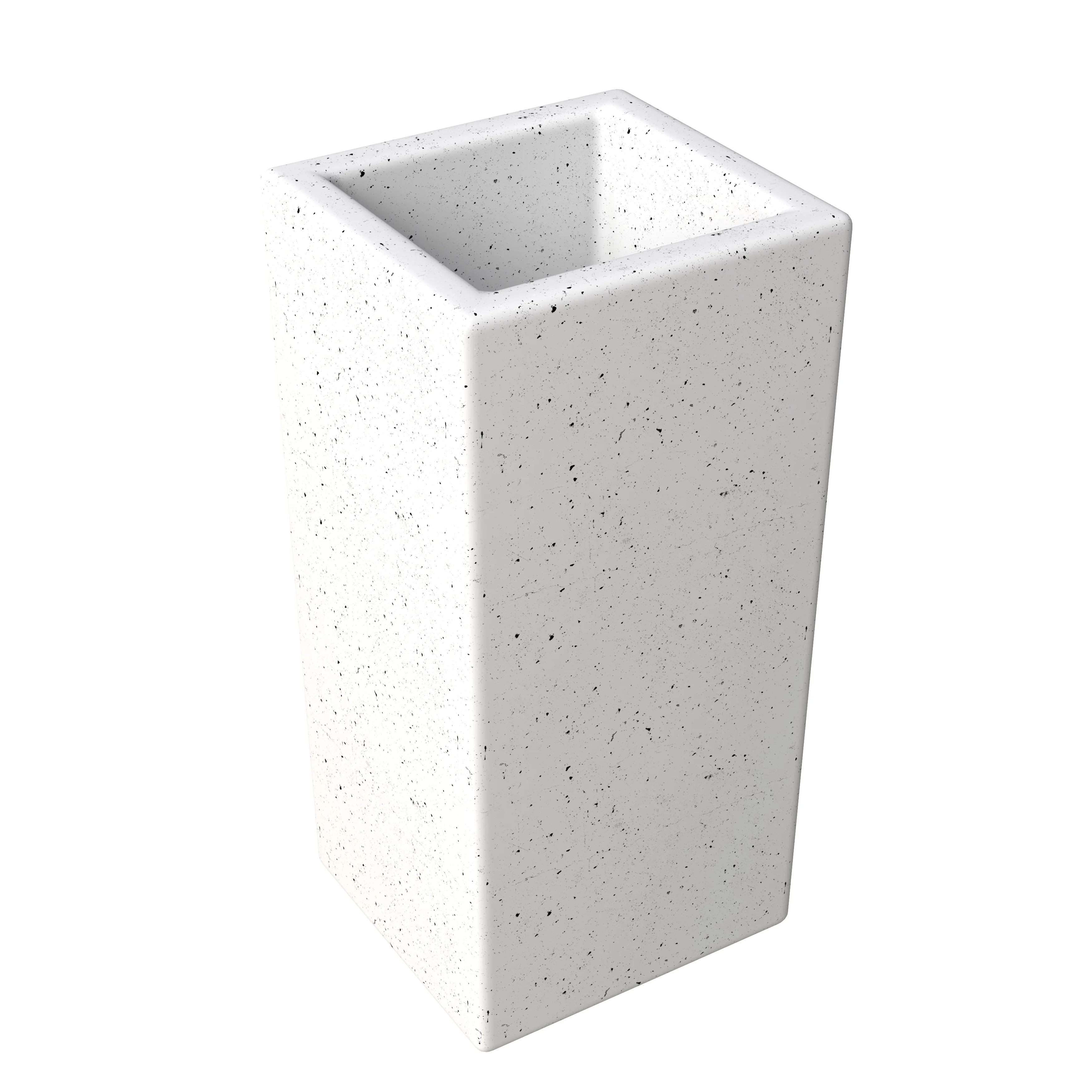 Terra Series Poly Stone Planter in Dotted White 13" x 13" 27.6" High