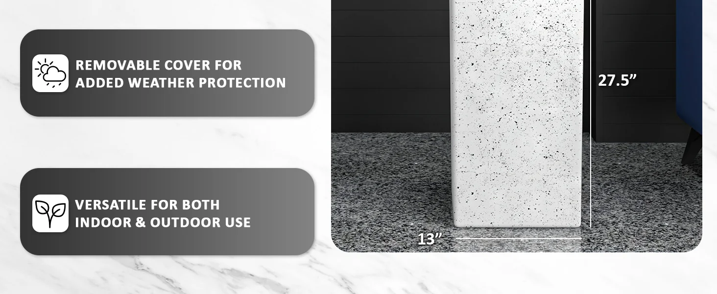 Terra Series Poly Stone Planter in Dotted White 13" x 13" 27.6" High