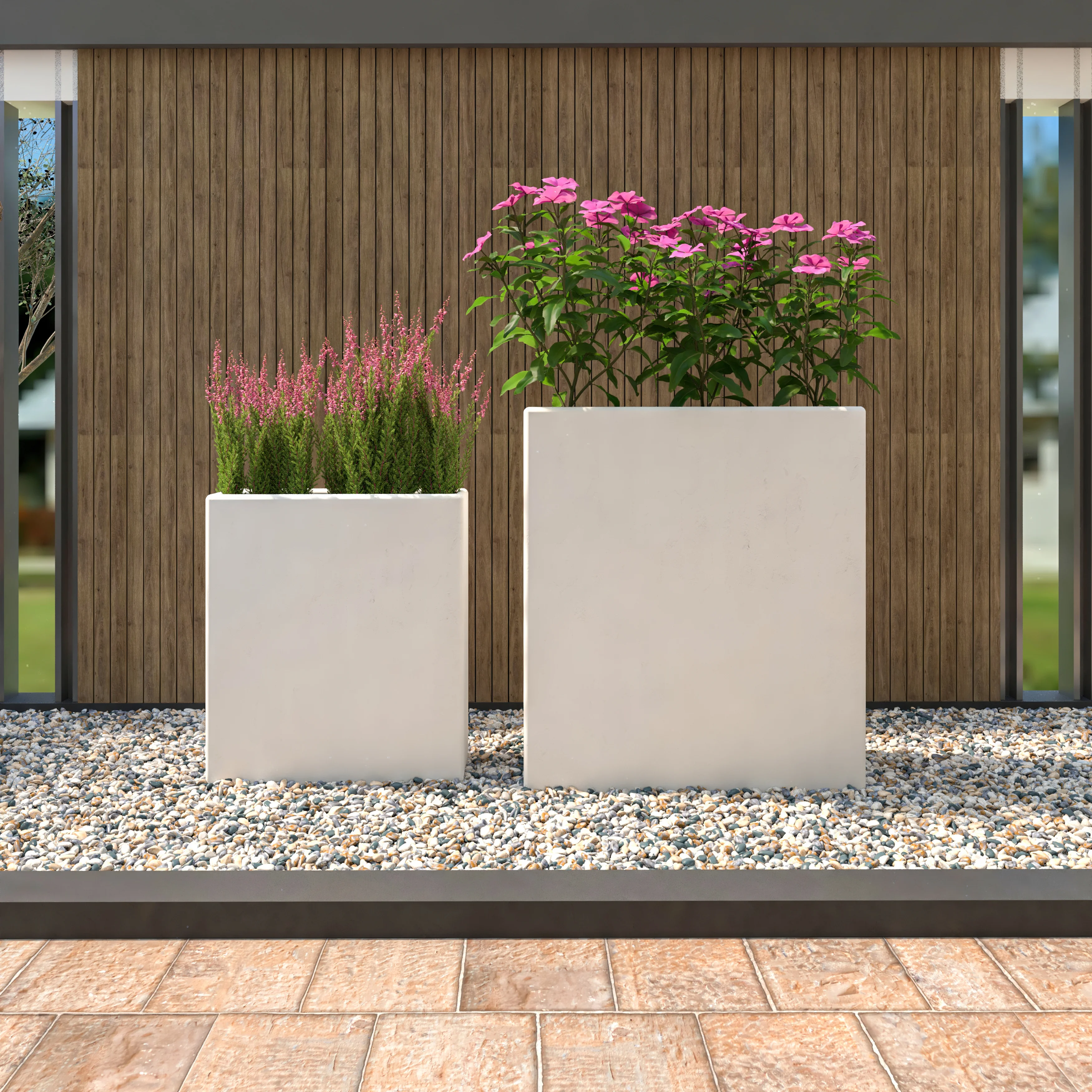 Thistle Series Poly Stone Planter Set in White