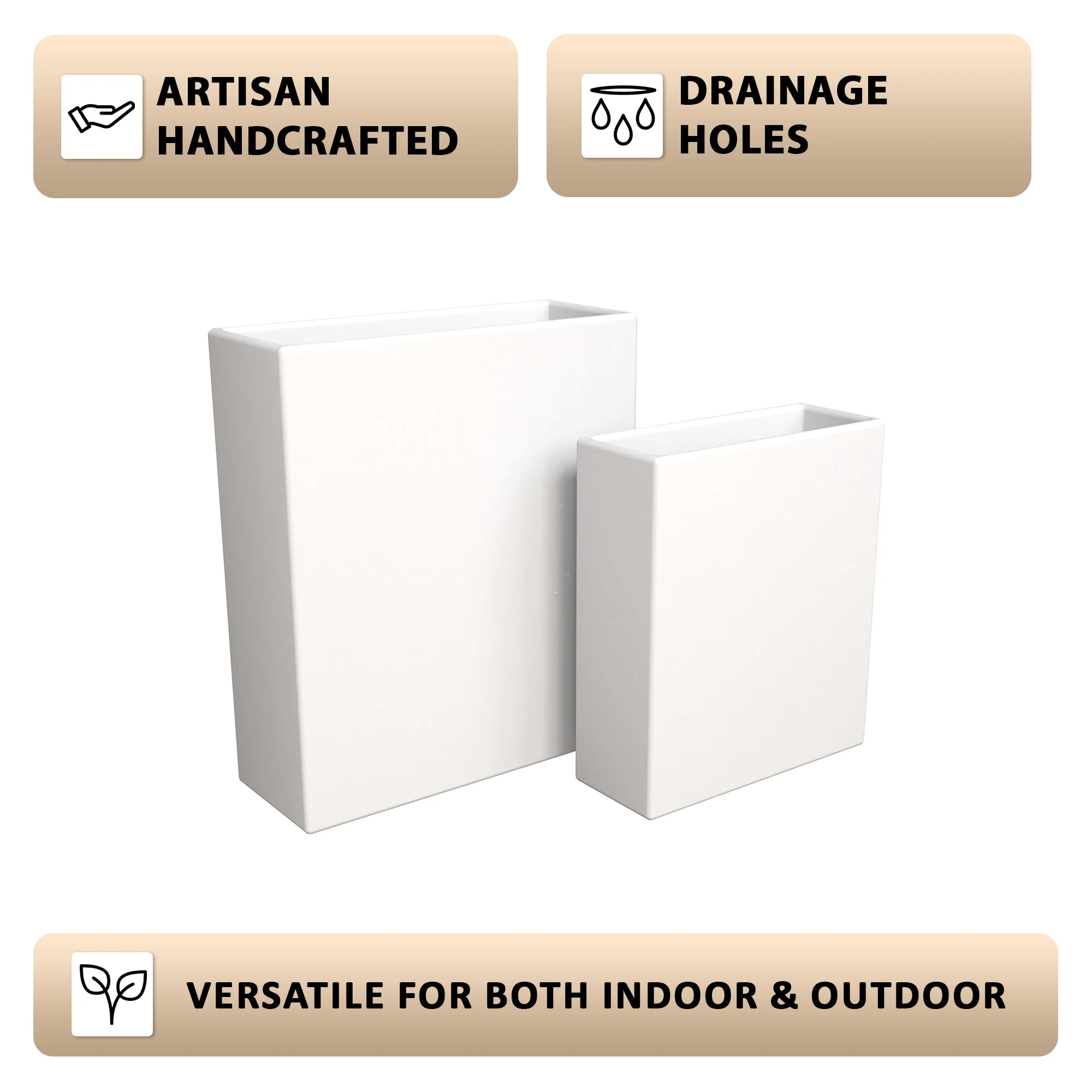 Thistle Series Poly Stone Planter Set in White