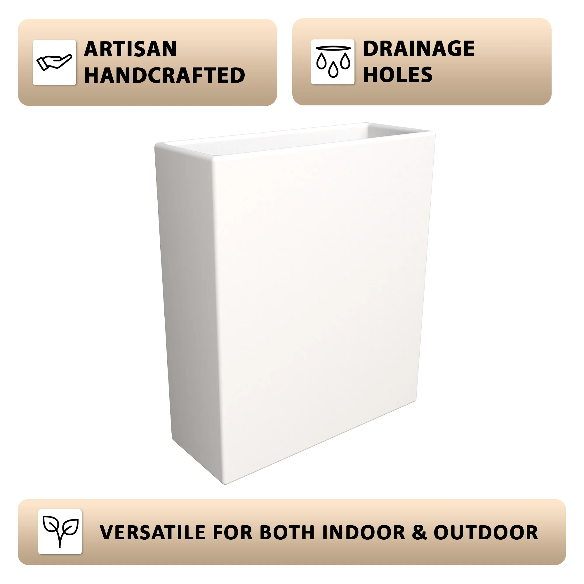 Thistle Series Poly Stone Planter in White 15" Dia 8" high