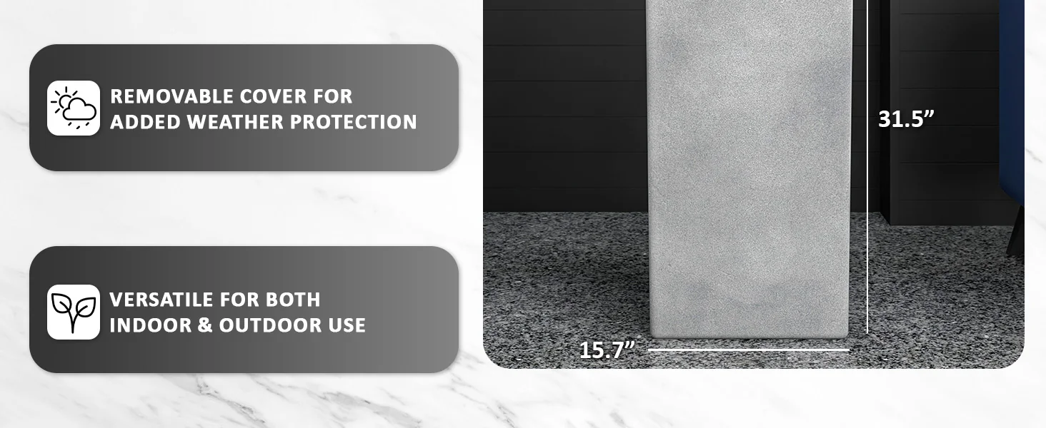 Terra Series Poly Stone Planter in Aged Concrete 15" x 15" 31.5" High