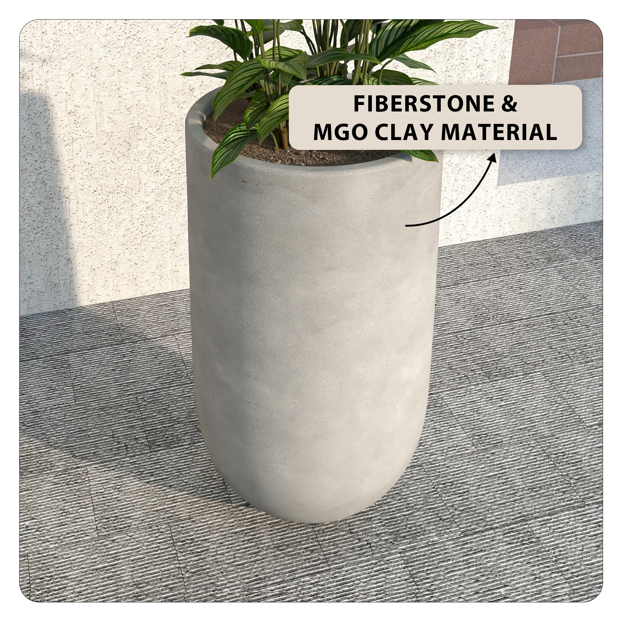Topiary Series Poly Stone Planter in Dark Grey 16 Dia, 31.5 High