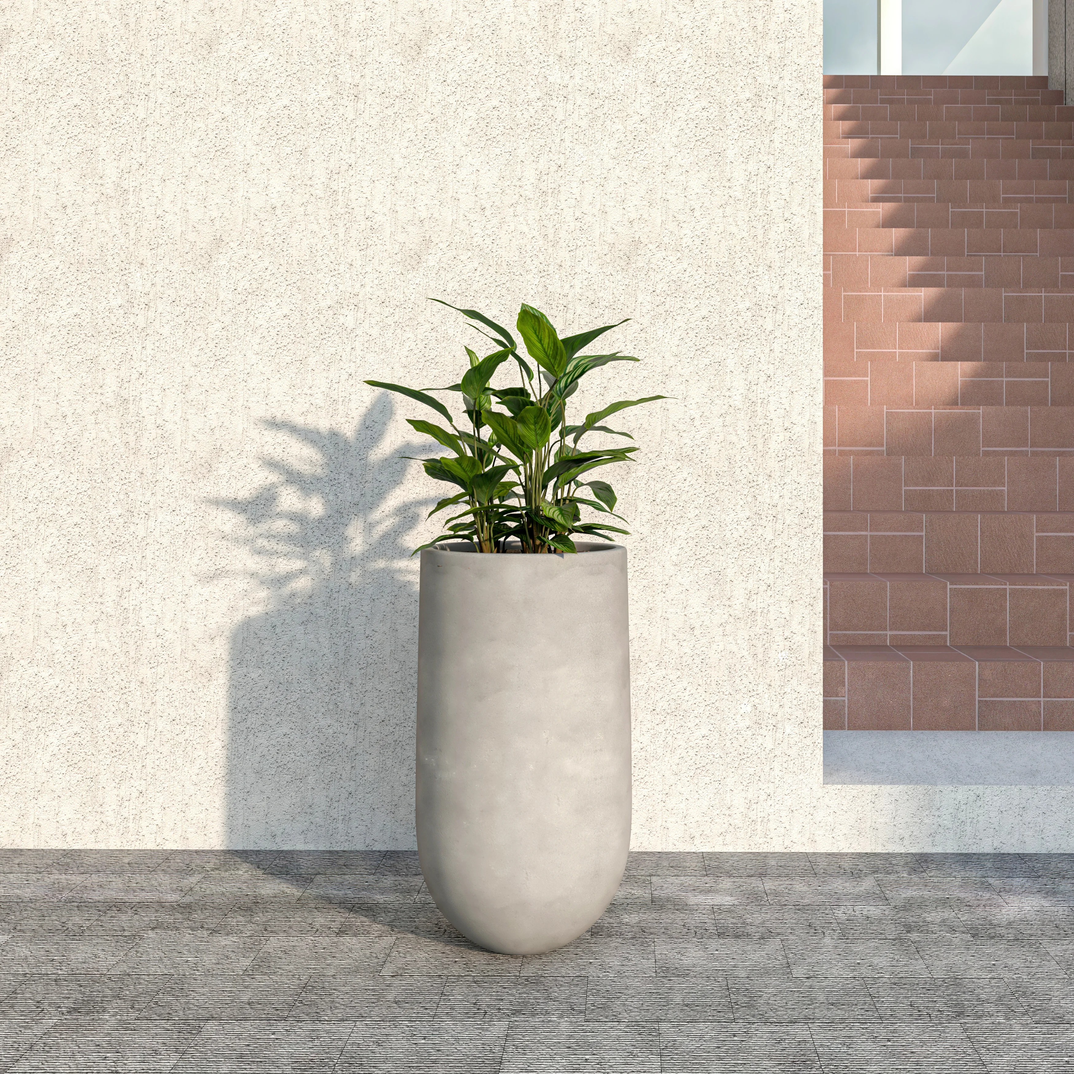 Topiary Series Poly Stone Planter in Dark Grey 16 Dia, 31.5 High