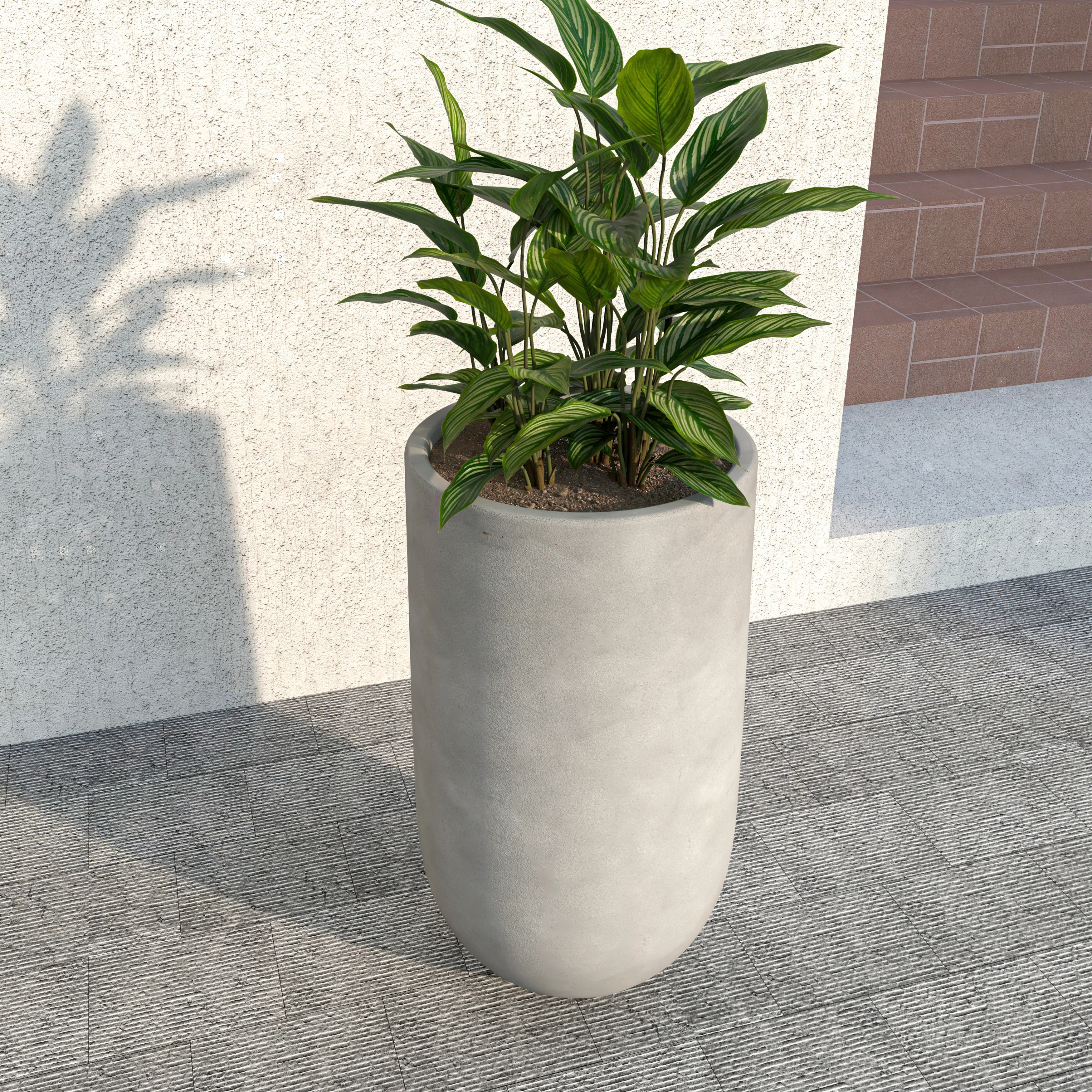 Topiary Series Poly Stone Planter in Dark Grey 16 Dia, 31.5 High
