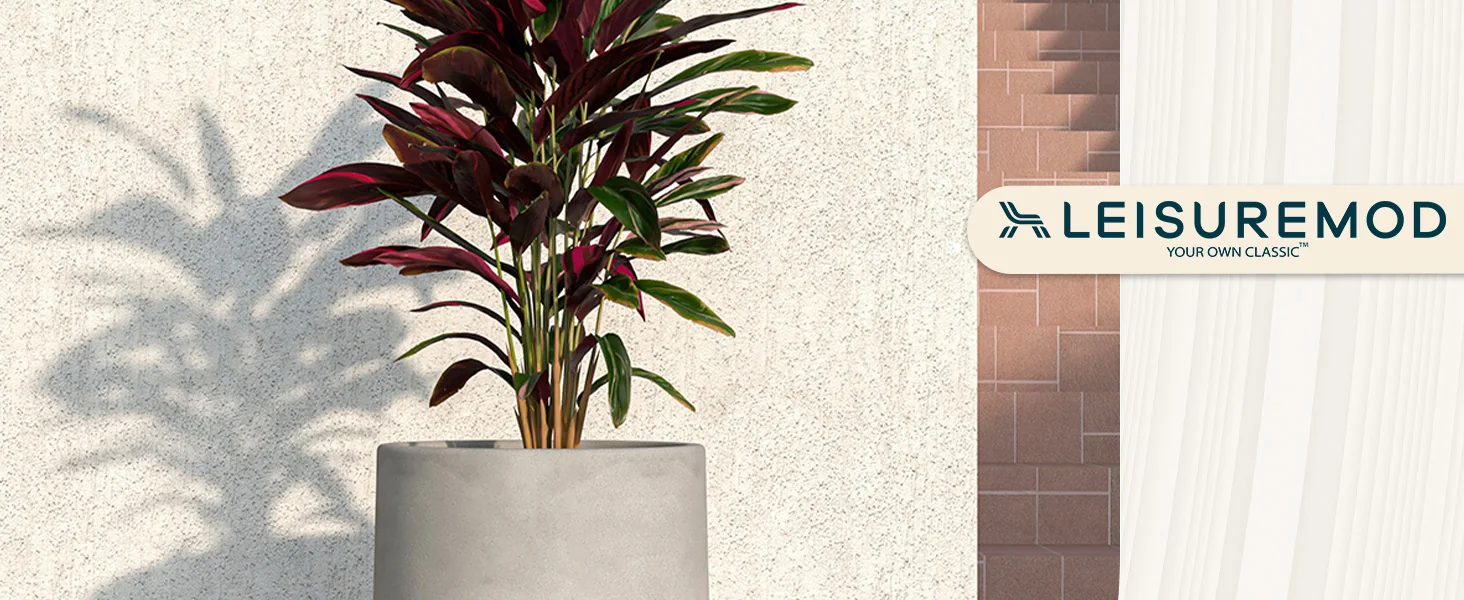 Topiary Series Poly Stone Planter in Dark Grey 18.7 Dia, 35.4 High