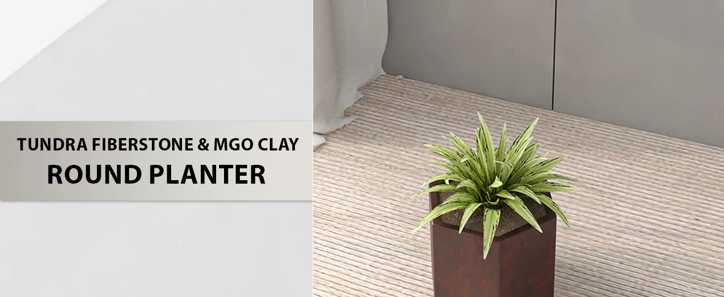 Thicket Series Poly Stone Planter in Brown 7 High