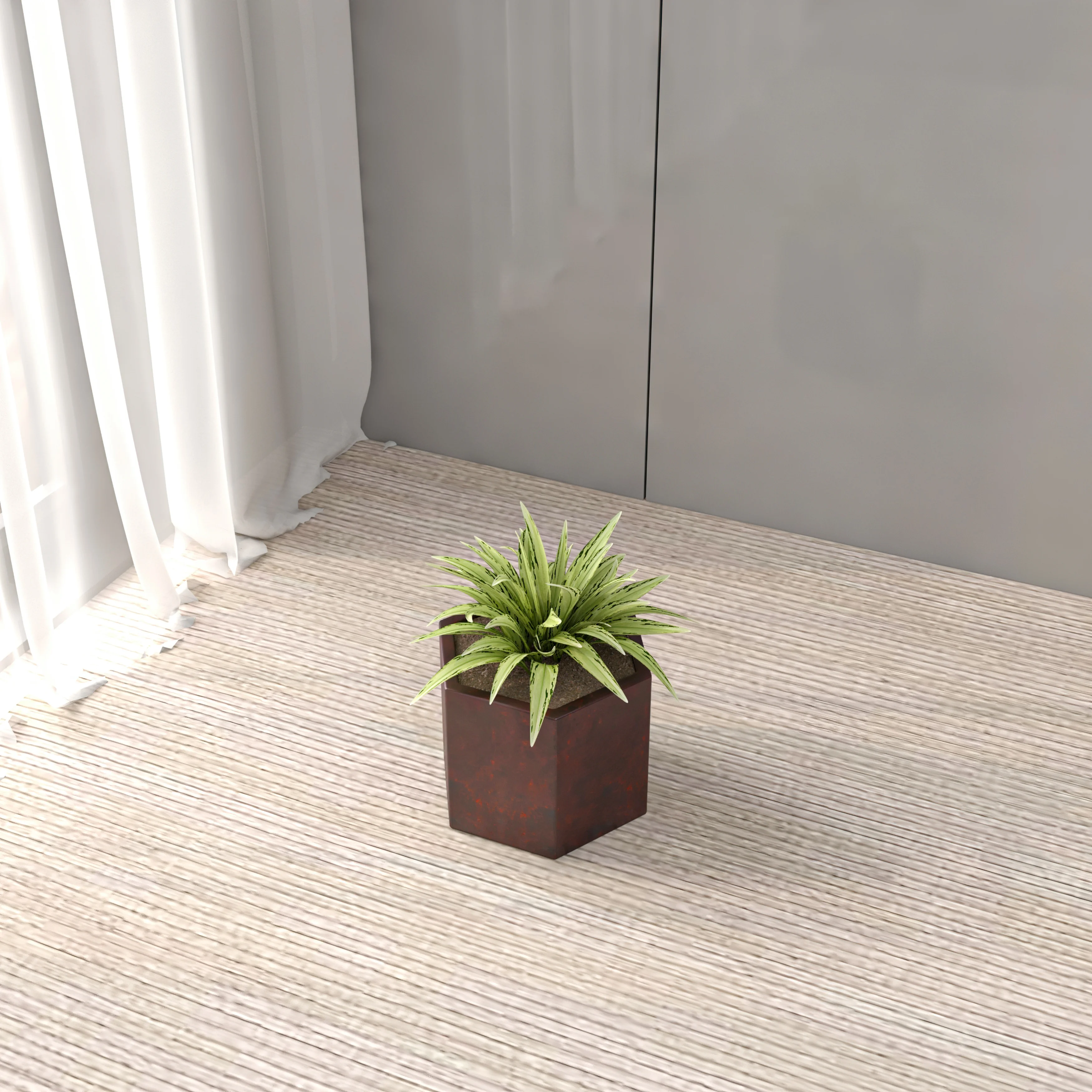Thicket Series Poly Stone Planter in Brown 7 High