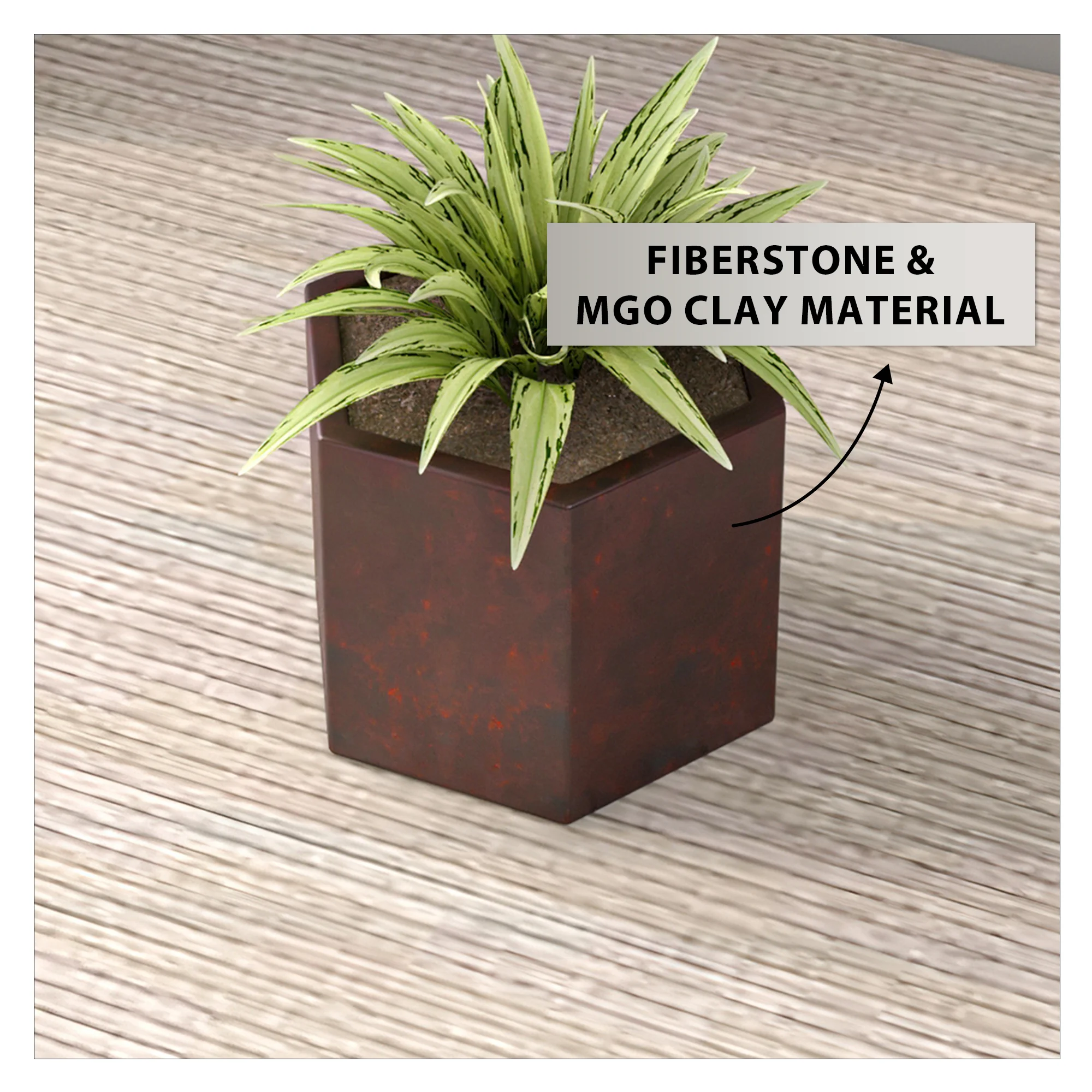 Thicket Series Poly Stone Planter in Brown 7 High