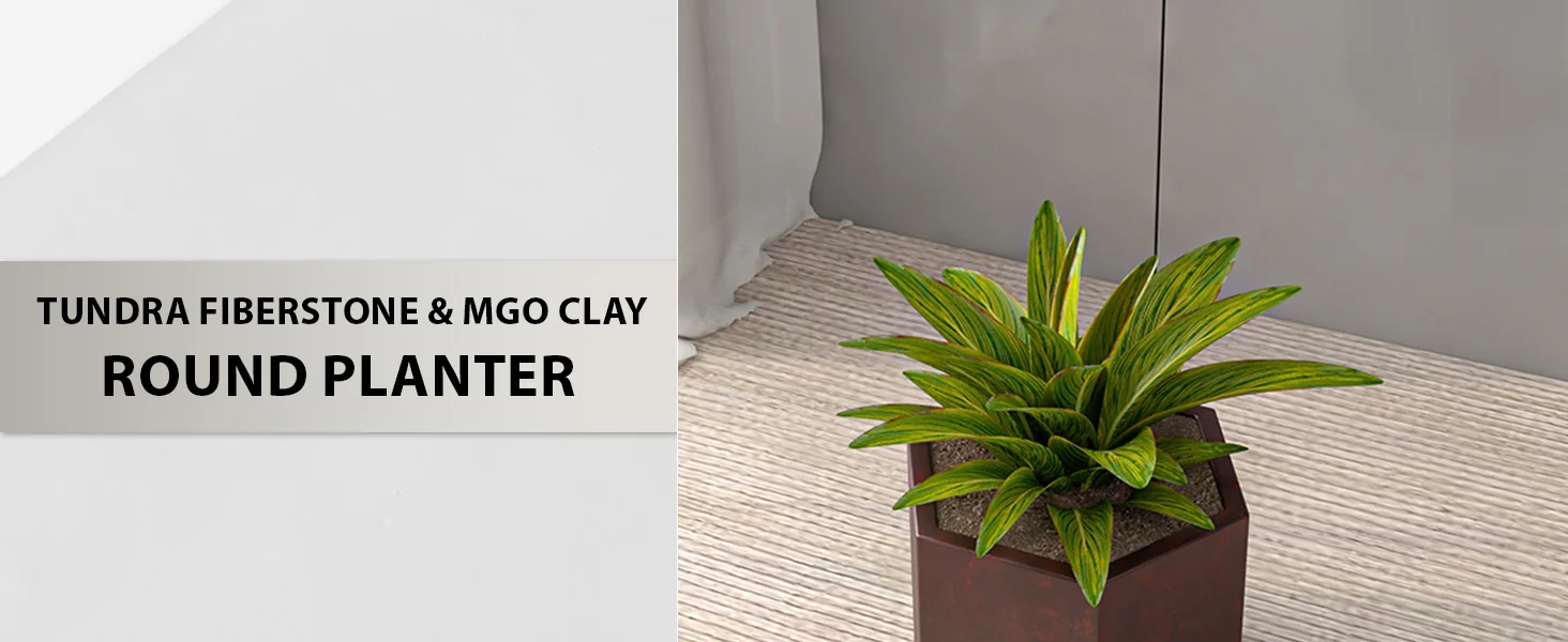 Thicket Series Poly Stone Planter in Brown 9 High