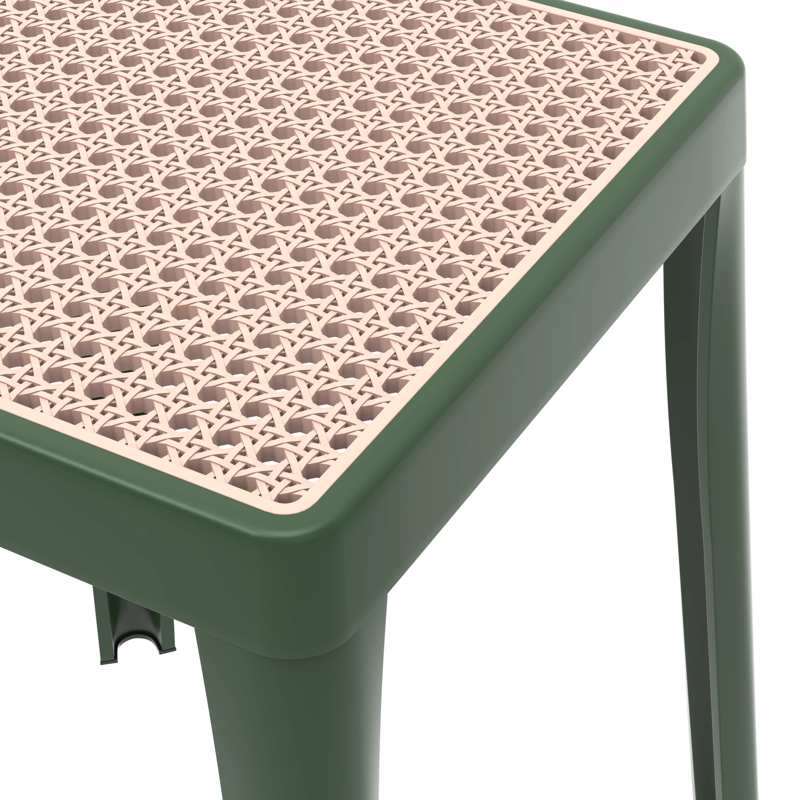 Tresse Series Stackable Poly Stool With Wicker Top 12 in Green