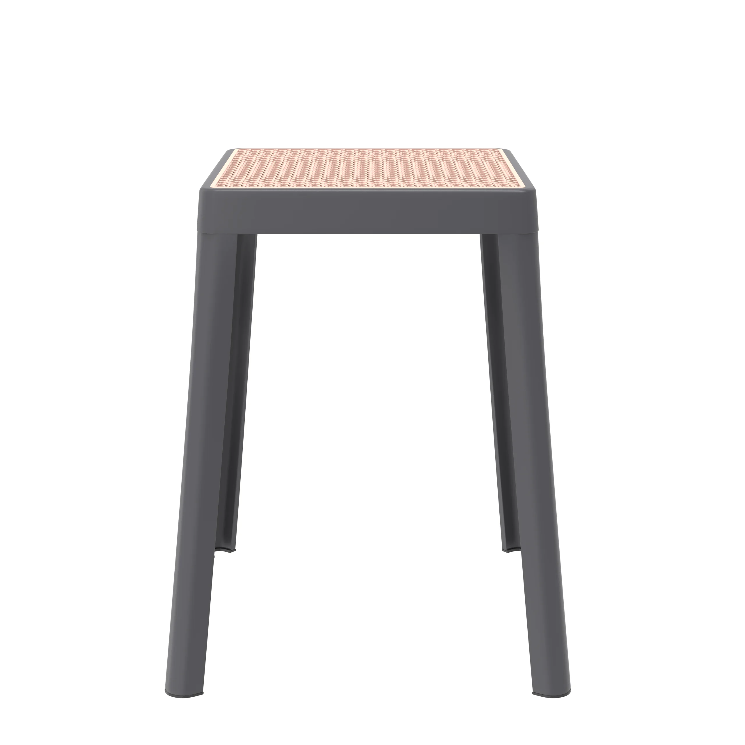 Tresse Series Stackable Poly Stool With Wicker Top 12 in Grey