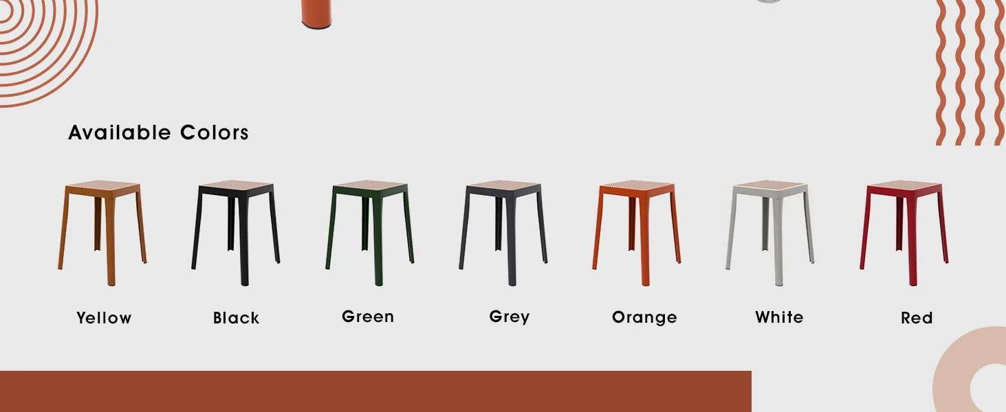 Tresse Series Stackable Poly Stool With Wicker Top 12 in Orange