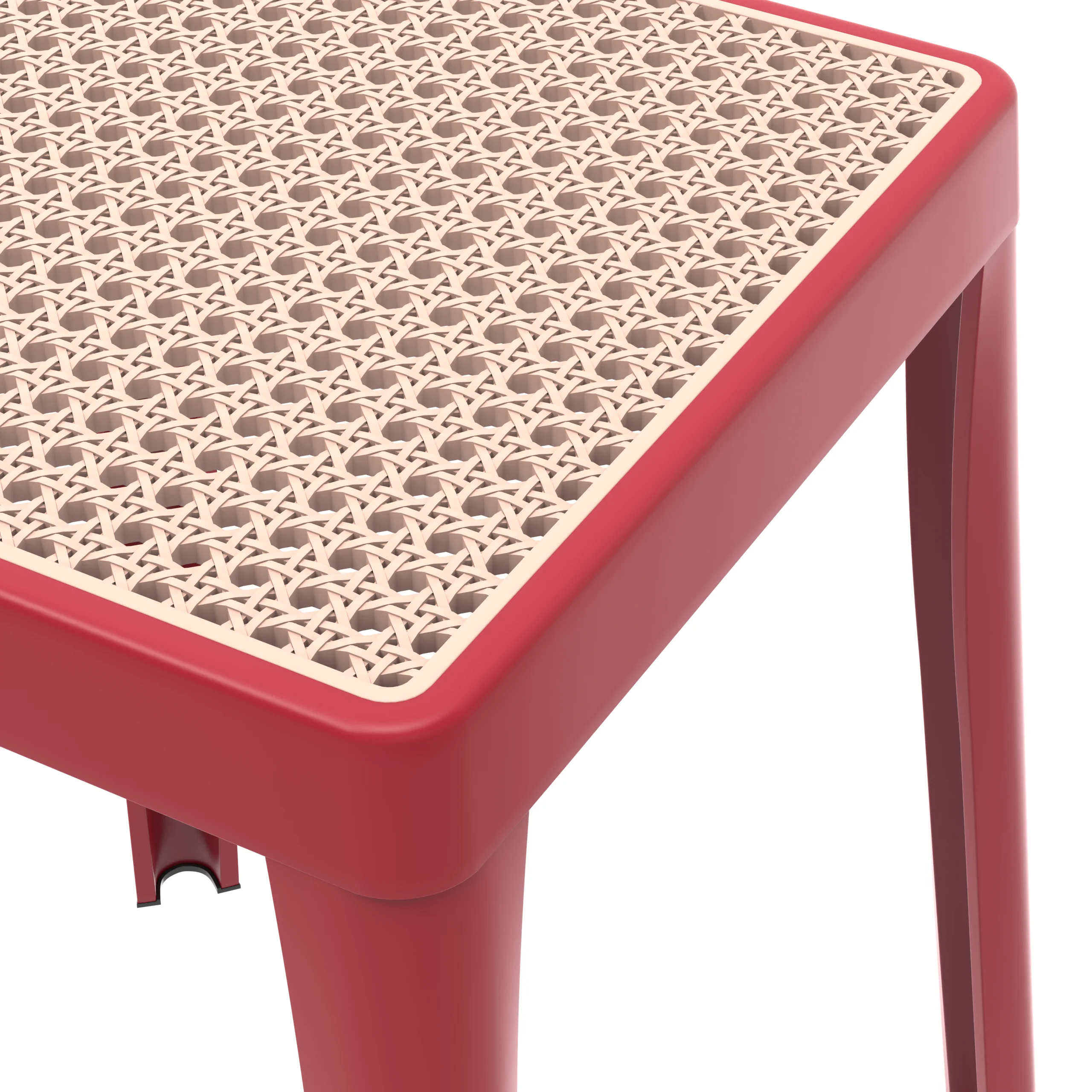 Tresse Series Stackable Poly Stool With Wicker Top 12 in Red