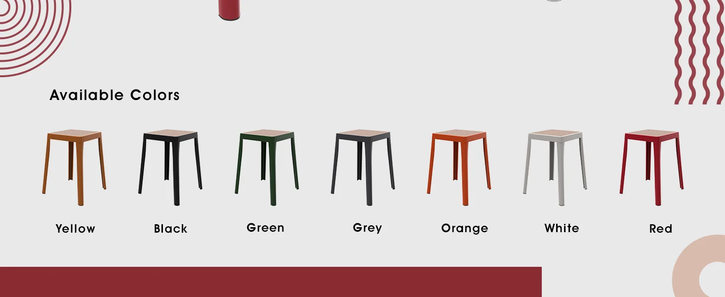 Tresse Series Stackable Poly Stool With Wicker Top 12 in Red