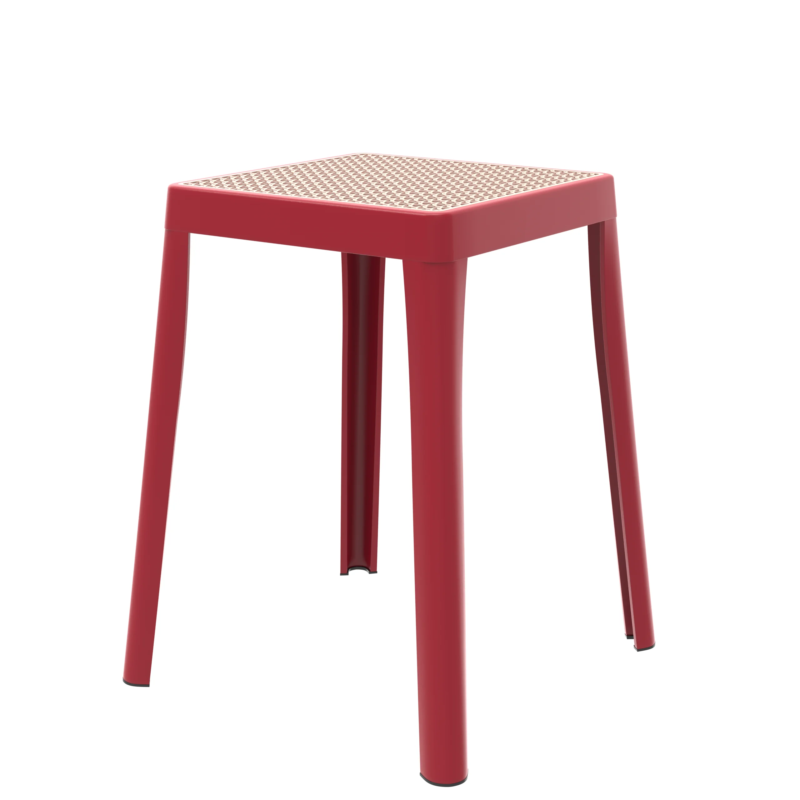 Tresse Series Stackable Poly Stool With Wicker Top 12 in Red