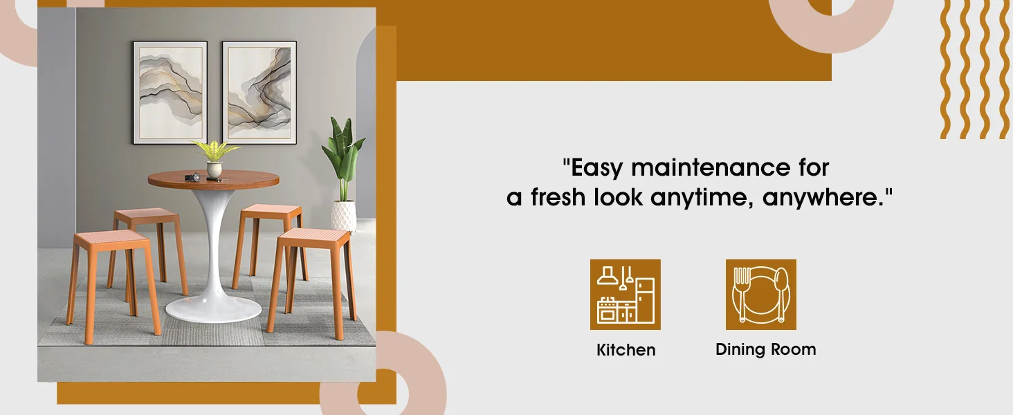 Tresse Series Stackable Poly Stool With Wicker Top 12 in Yellow