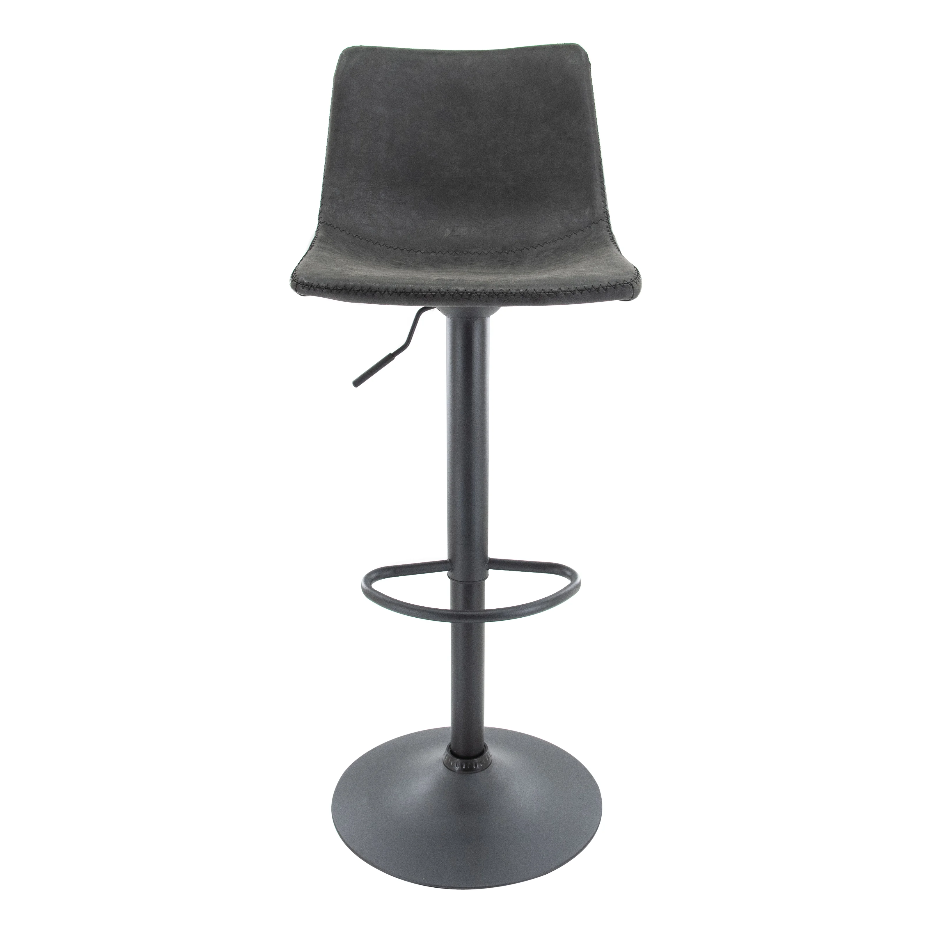 Tilbury Modern Adjustable Bar Stool With Footrest & 360-Degree Swivel in Charcoal Black