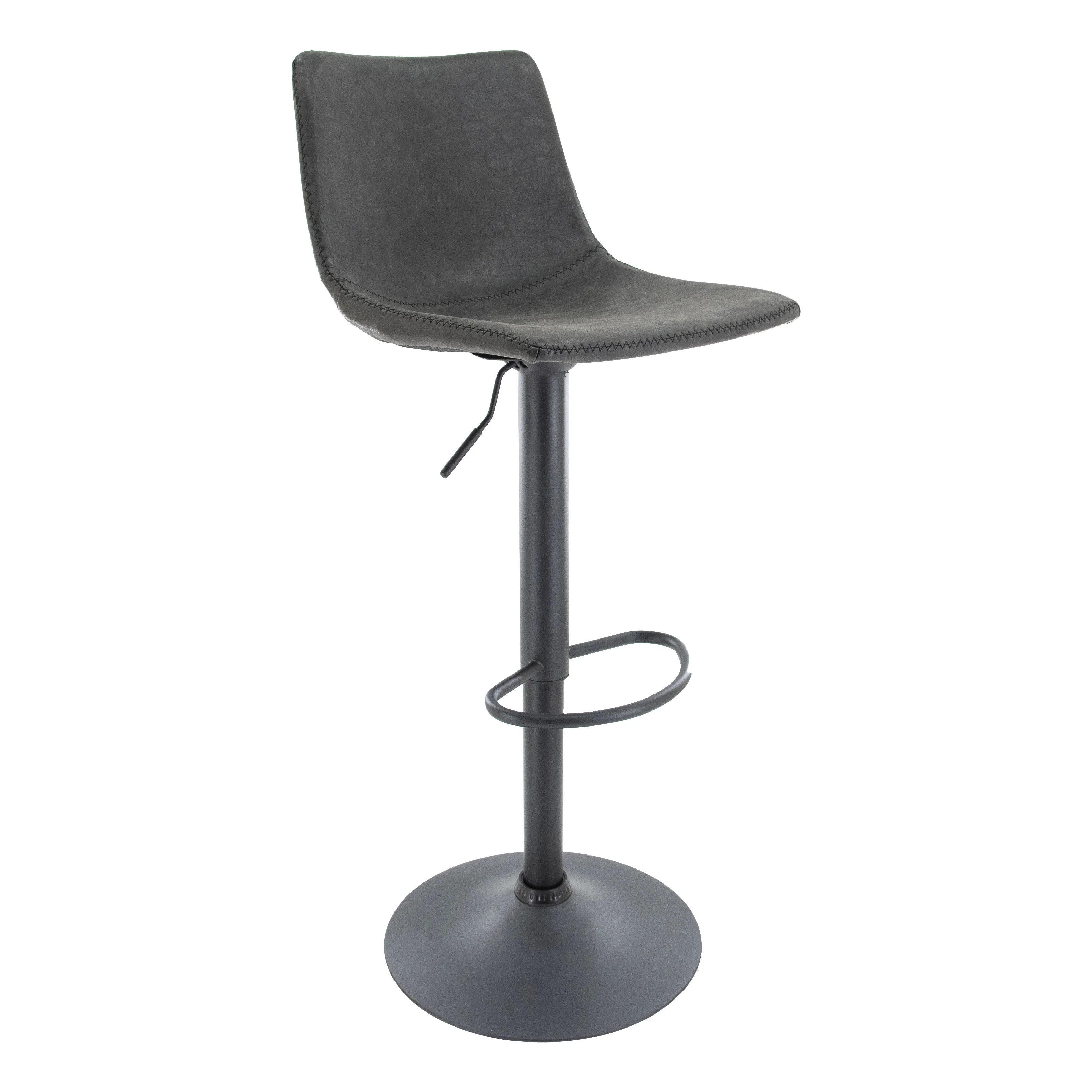 Tilbury Modern Adjustable Bar Stool With Footrest & 360-Degree Swivel in Charcoal Black