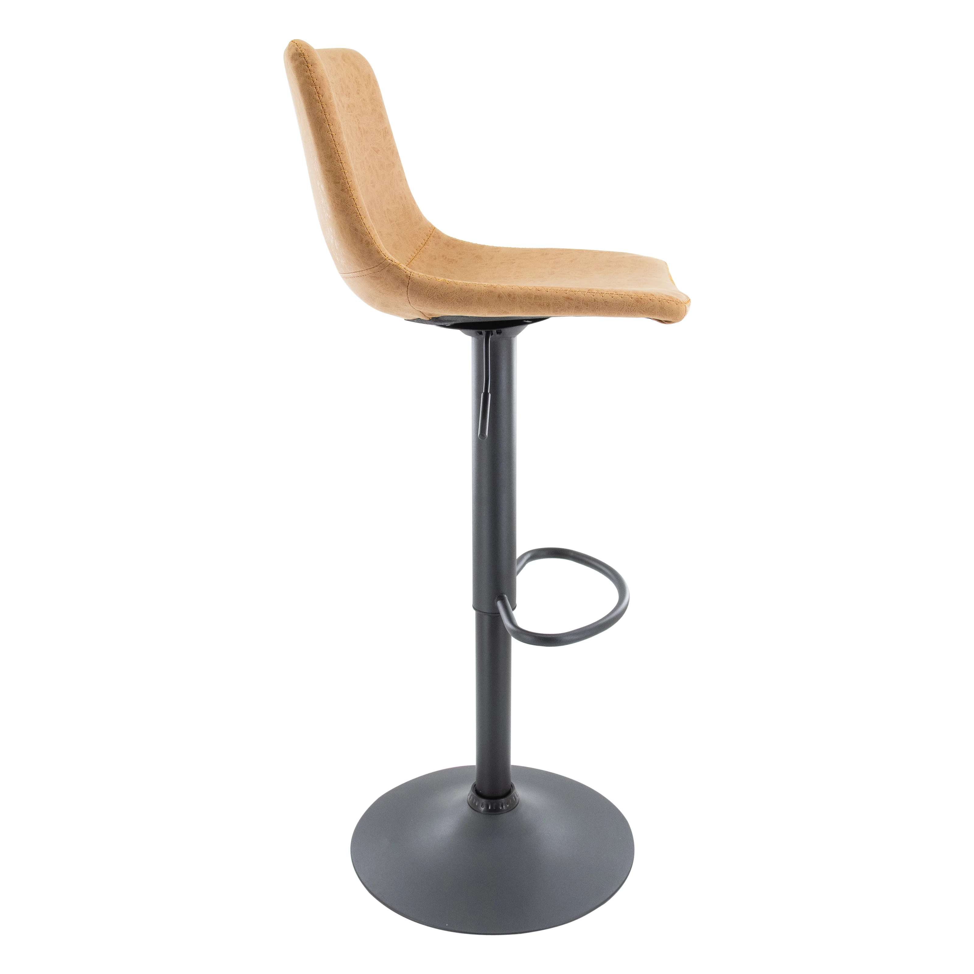 Tilbury Modern Adjustable Bar Stool With Footrest & 360-Degree Swivel in Light Brown