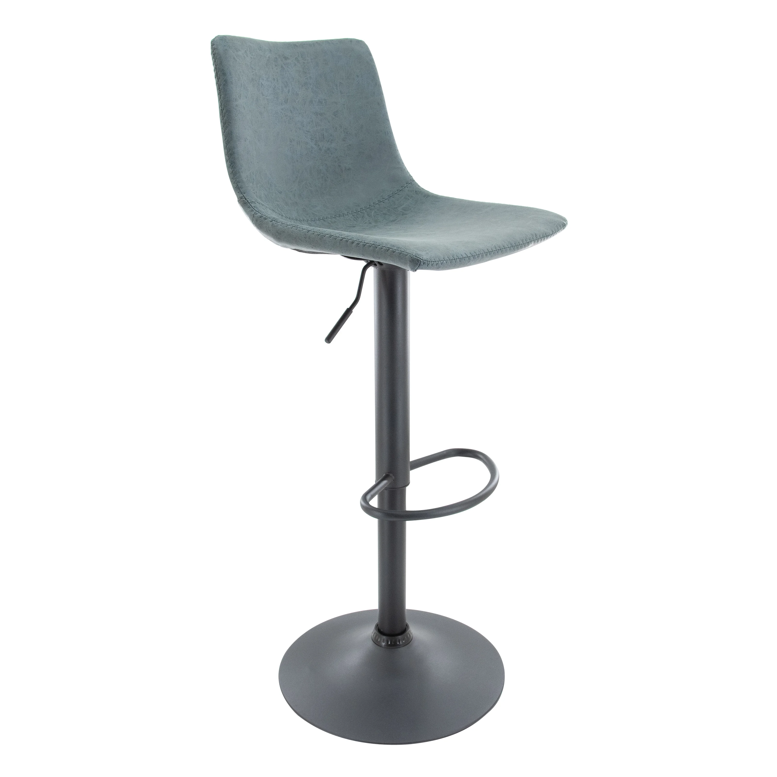 Tilbury Modern Adjustable Bar Stool With Footrest & 360-Degree Swivel in Peacock Blue