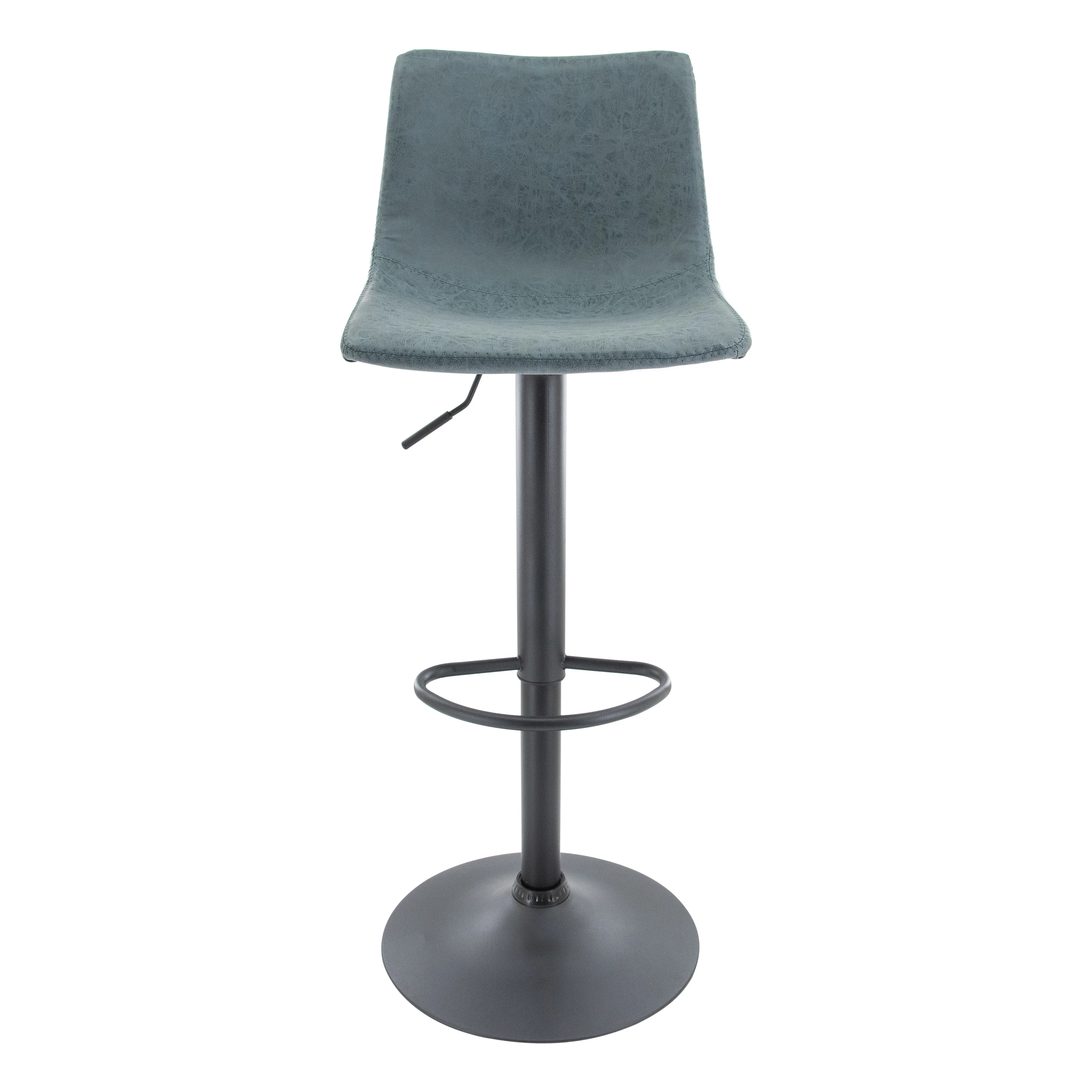 Tilbury Modern Adjustable Bar Stool With Footrest & 360-Degree Swivel Set of 2 in Peacock Blue