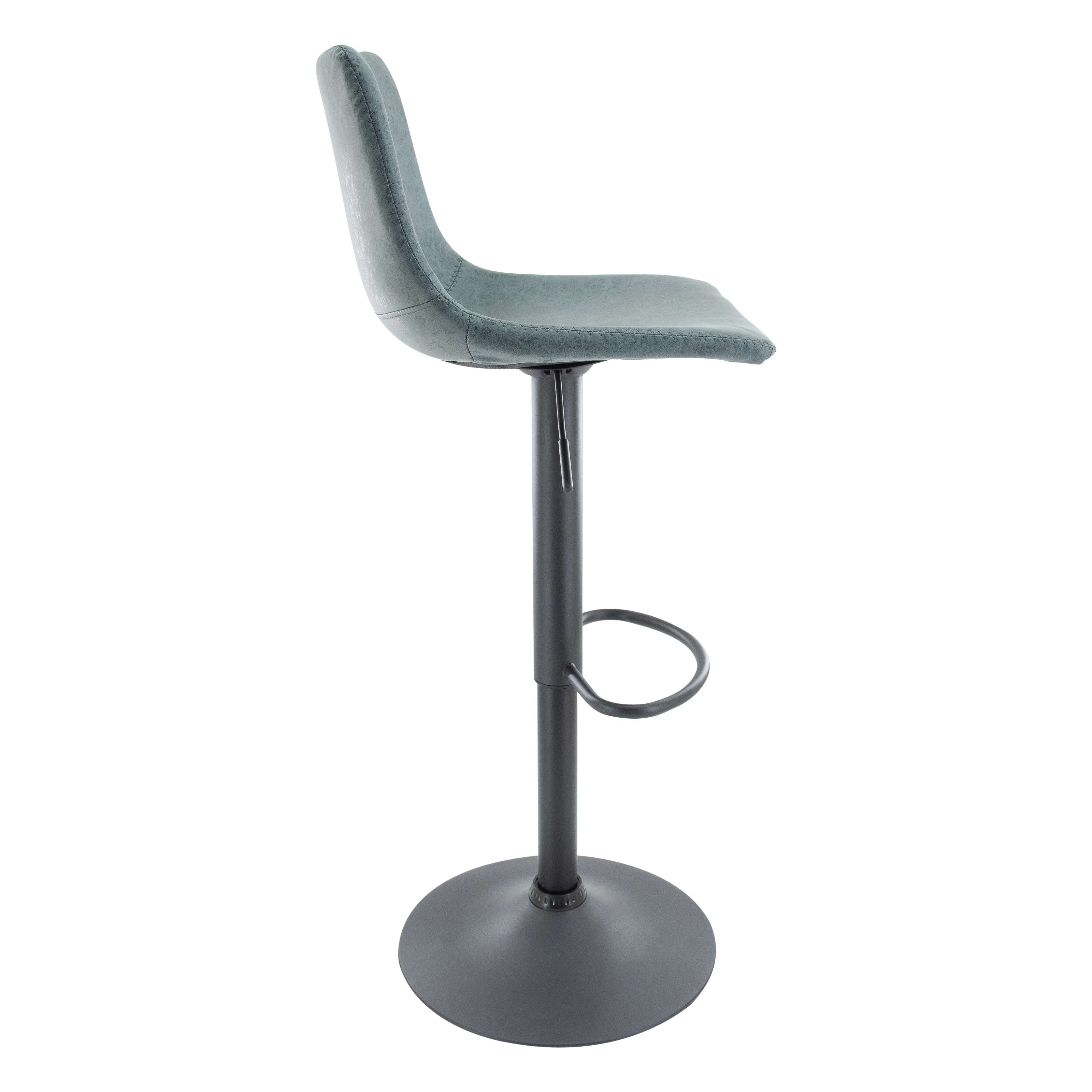 Tilbury Modern Adjustable Bar Stool With Footrest & 360-Degree Swivel Set of 2 in Peacock Blue