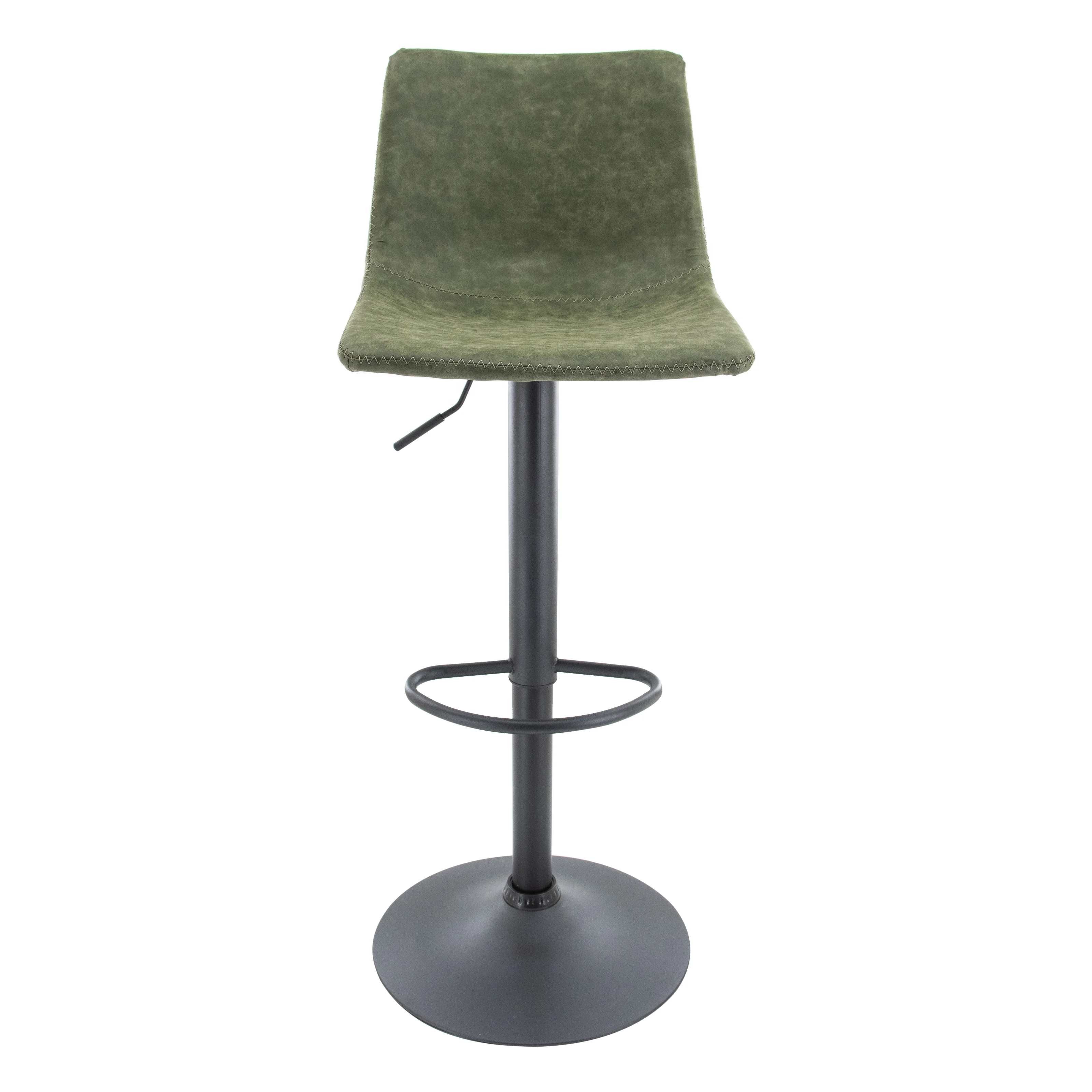 Tilbury Modern Adjustable Bar Stool With Footrest & 360-Degree Swivel in Olive Green