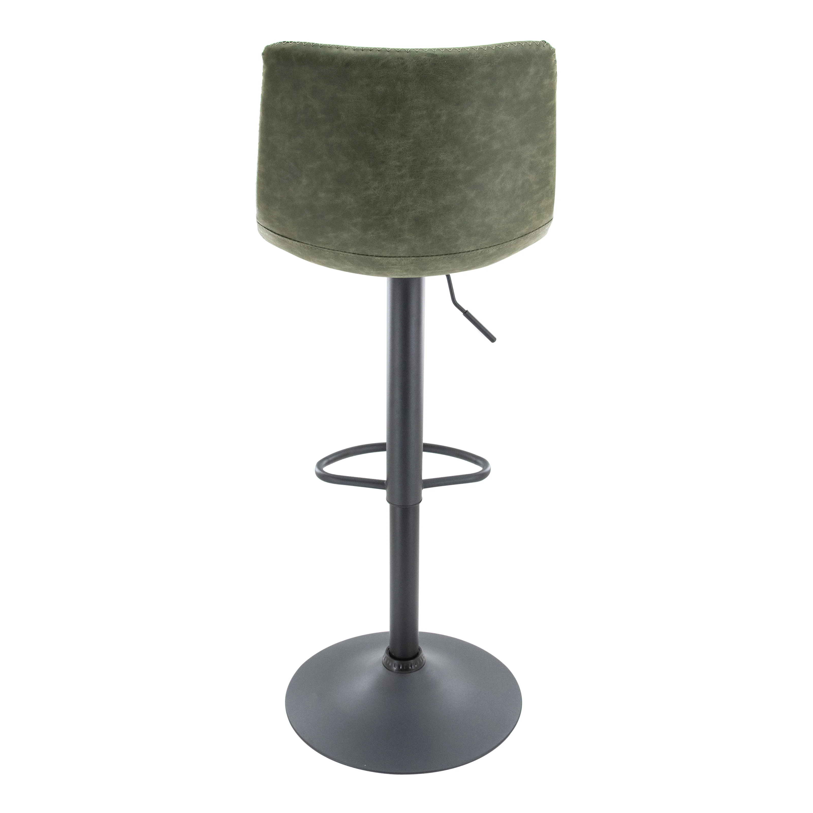 Tilbury Modern Adjustable Bar Stool With Footrest & 360-Degree Swivel in Olive Green