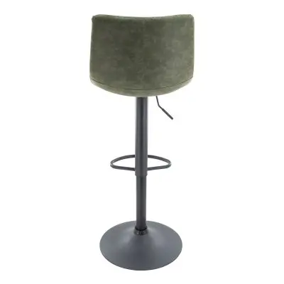 Tilbury Modern Adjustable Bar Stool With Footrest & 360-Degree Swivel in Olive Green