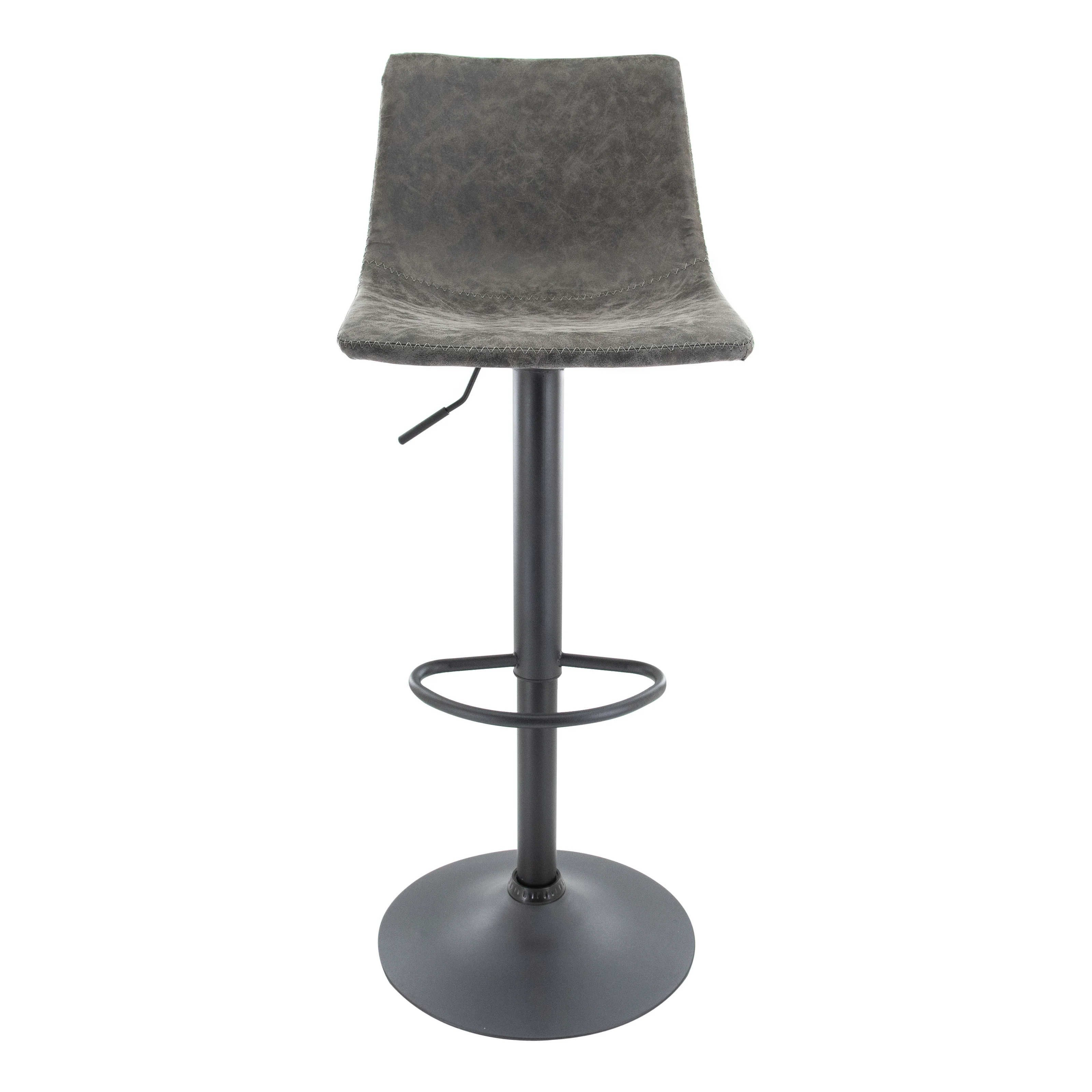 Tilbury Modern Adjustable Bar Stool With Footrest & 360-Degree Swivel in Grey