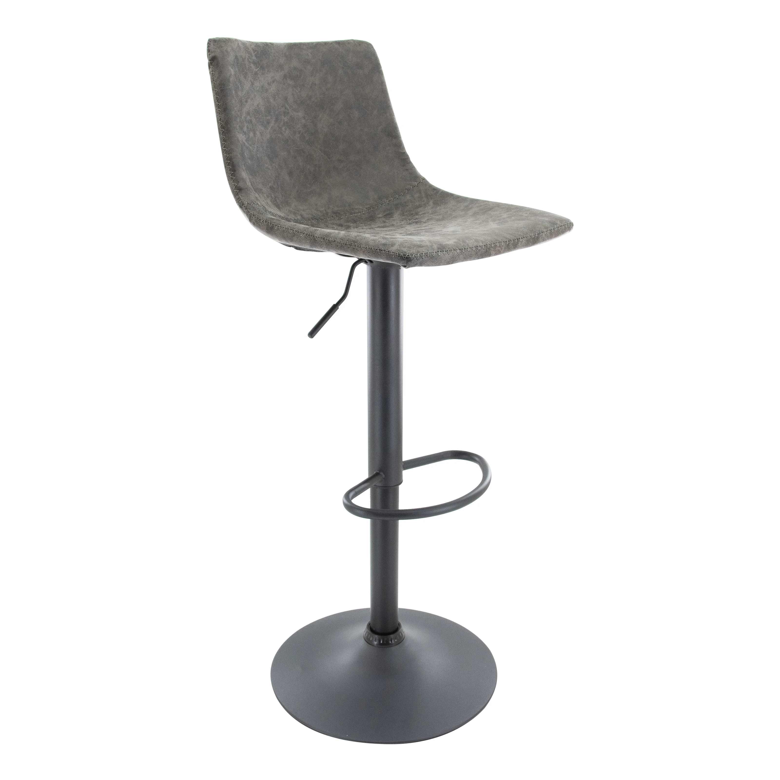 Tilbury Modern Adjustable Bar Stool With Footrest & 360-Degree Swivel in Grey