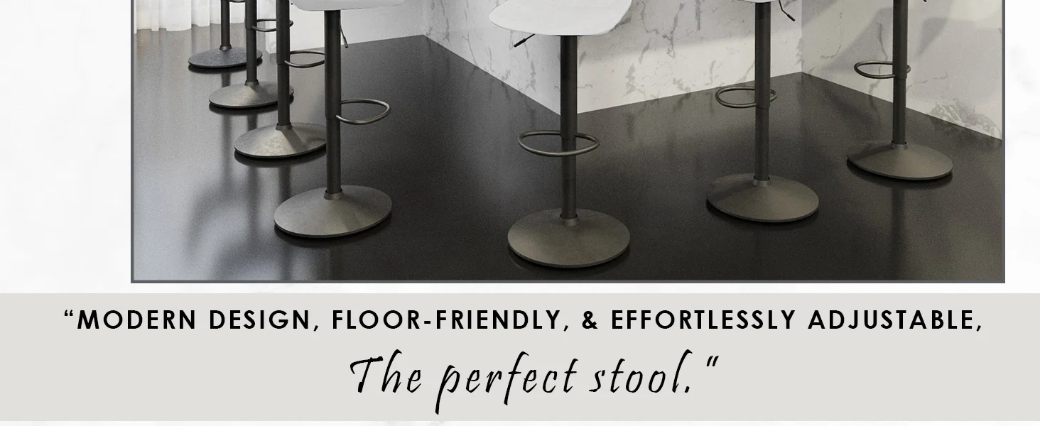 Tilbury Modern Adjustable Bar Stool With Footrest & 360-Degree Swivel in Light Grey