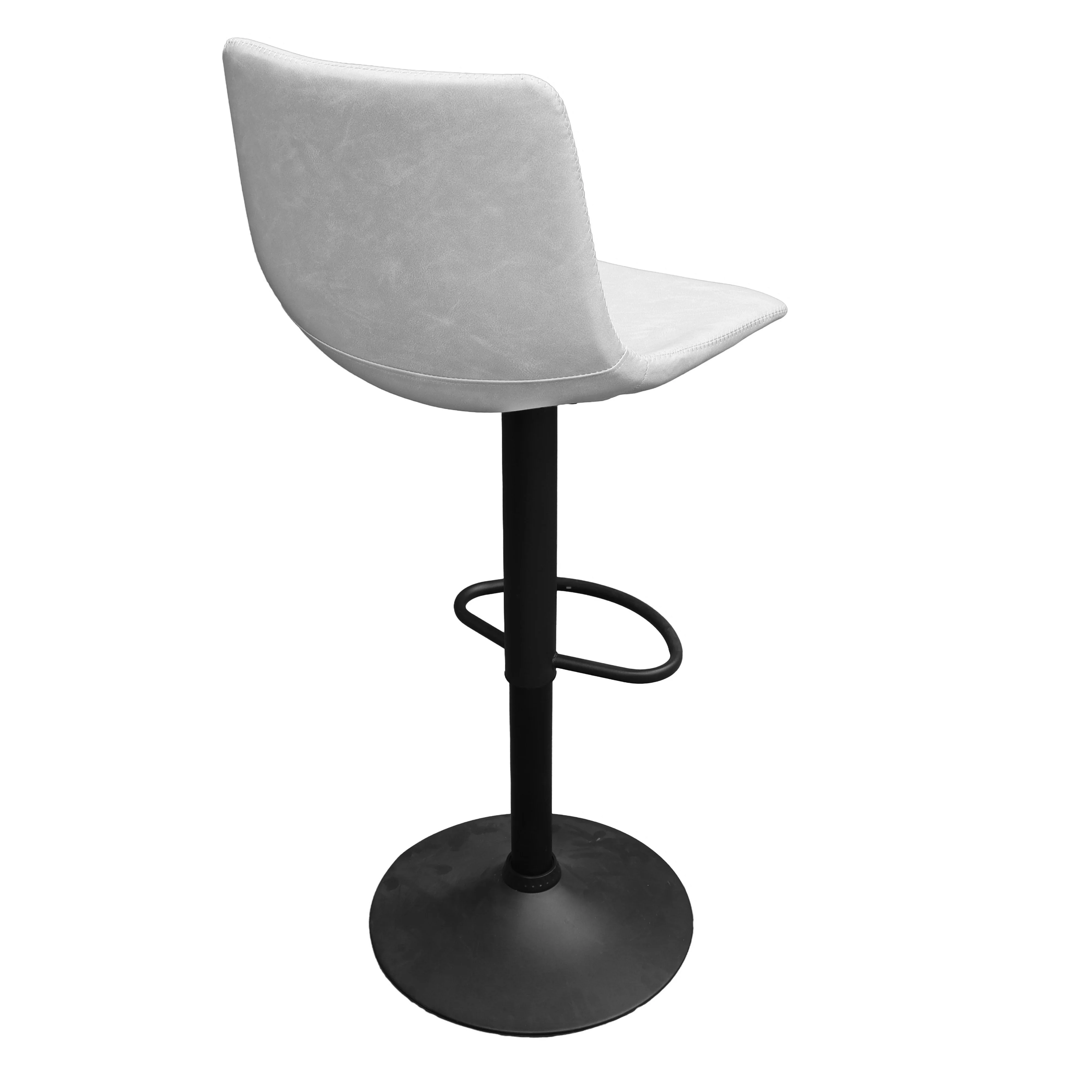 Tilbury Modern Adjustable Bar Stool With Footrest & 360-Degree Swivel in Light Grey