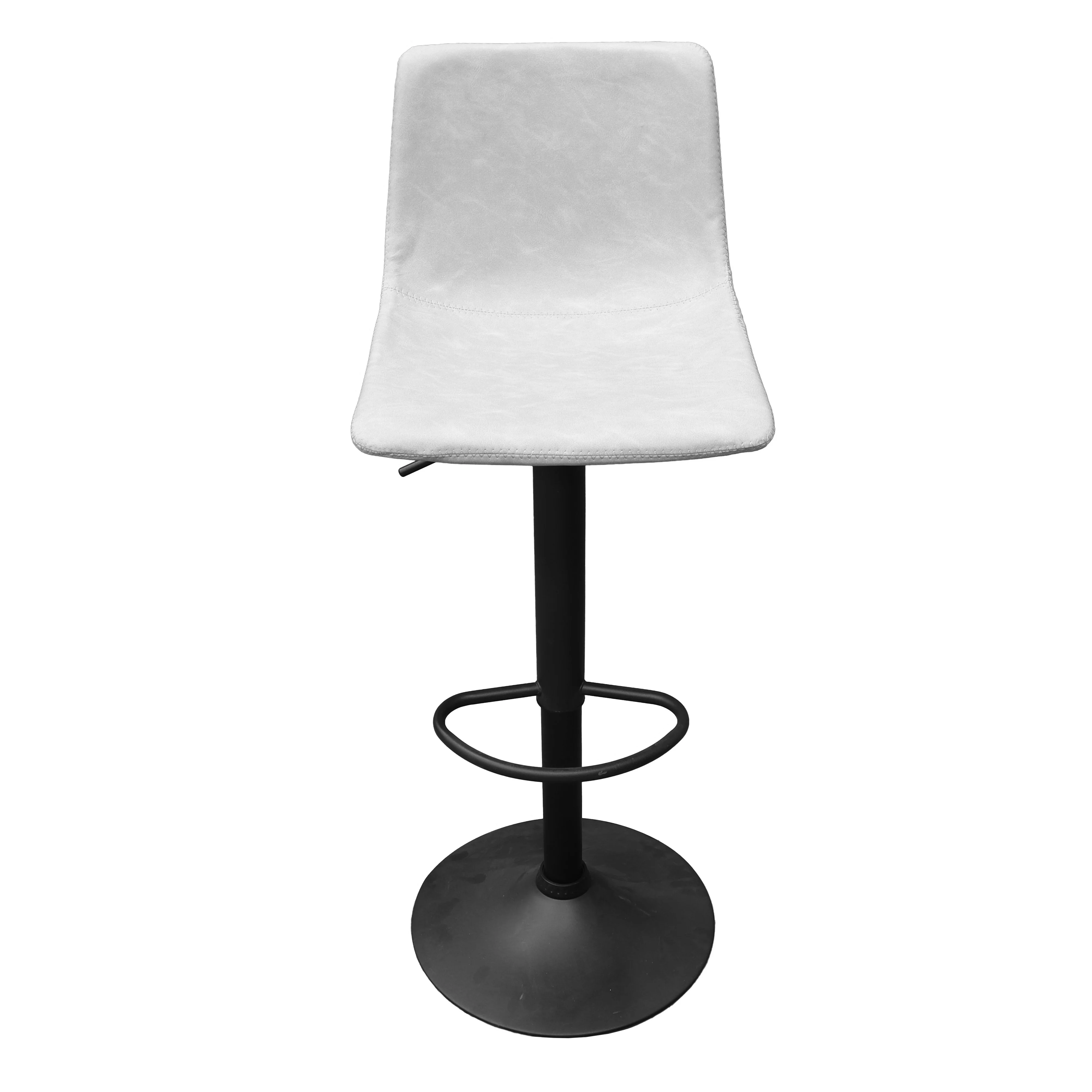 Tilbury Modern Adjustable Bar Stool With Footrest & 360-Degree Swivel Set of 2 in Light Grey