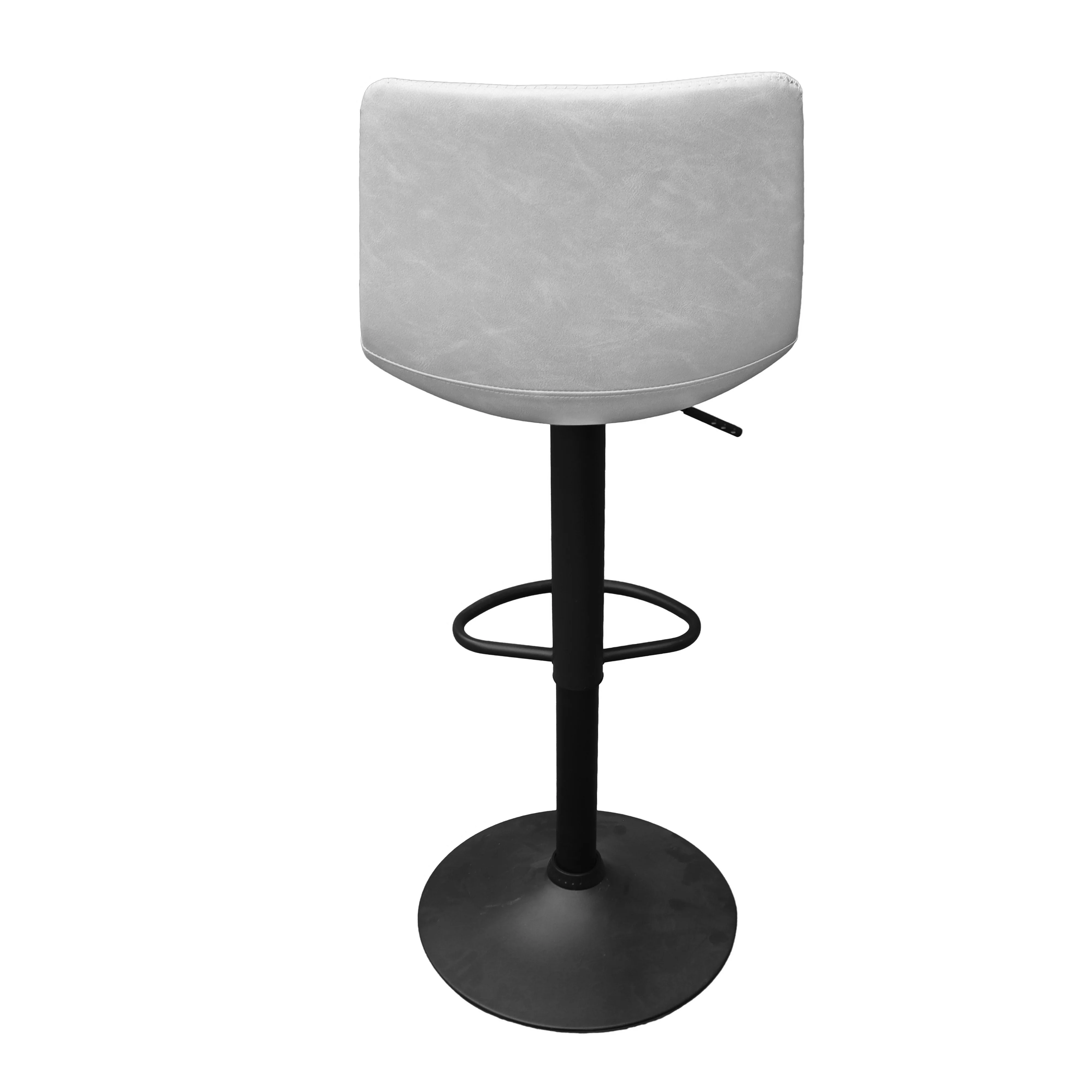 Tilbury Modern Adjustable Bar Stool With Footrest & 360-Degree Swivel Set of 2 in Light Grey