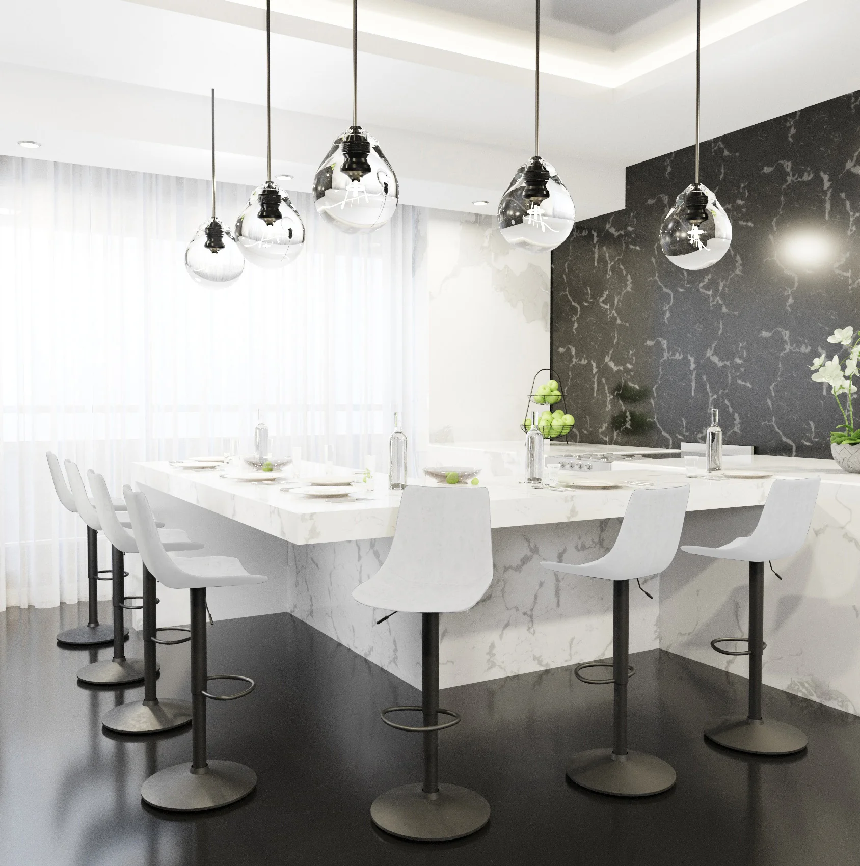 Tilbury Modern Adjustable Bar Stool With Footrest & 360-Degree Swivel Set of 2 in Light Grey