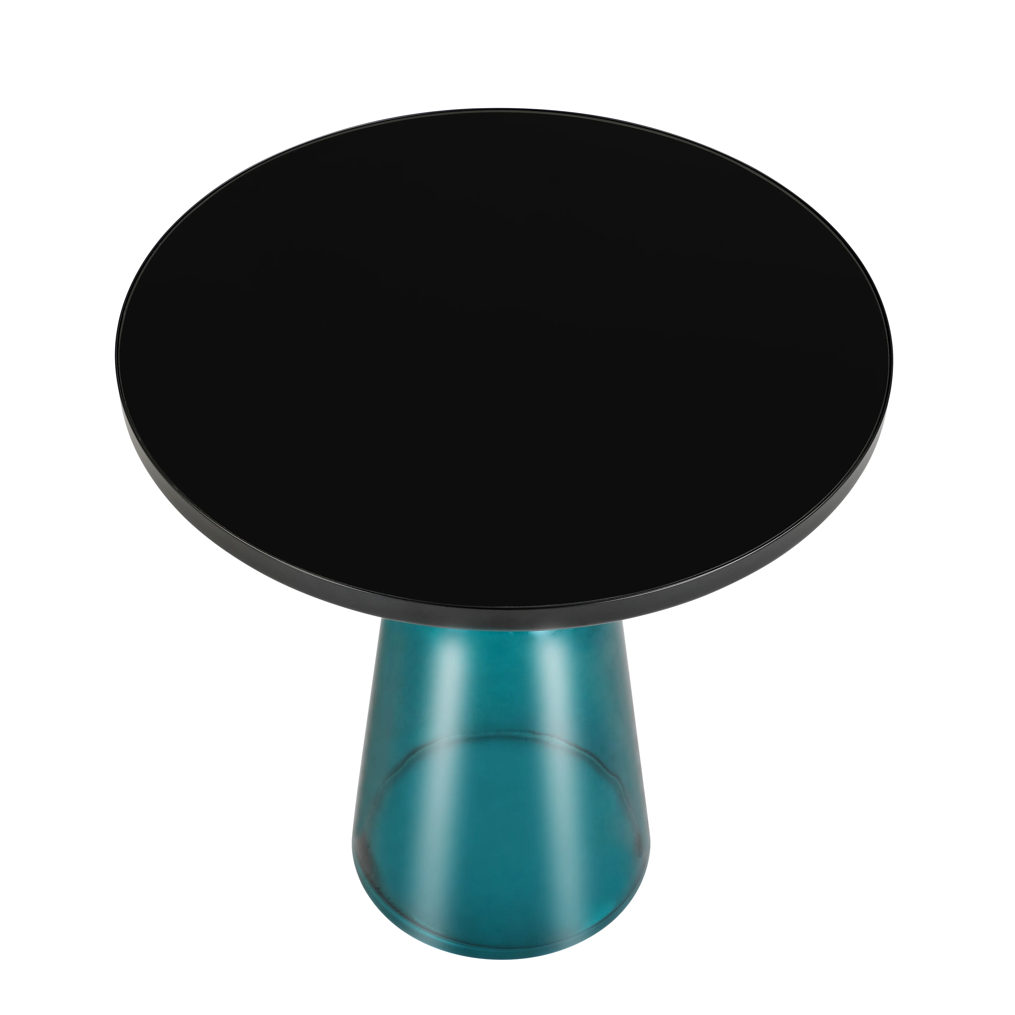 Tully Collection Glass side Table Blue glass, Black Rim with Black Glass top
