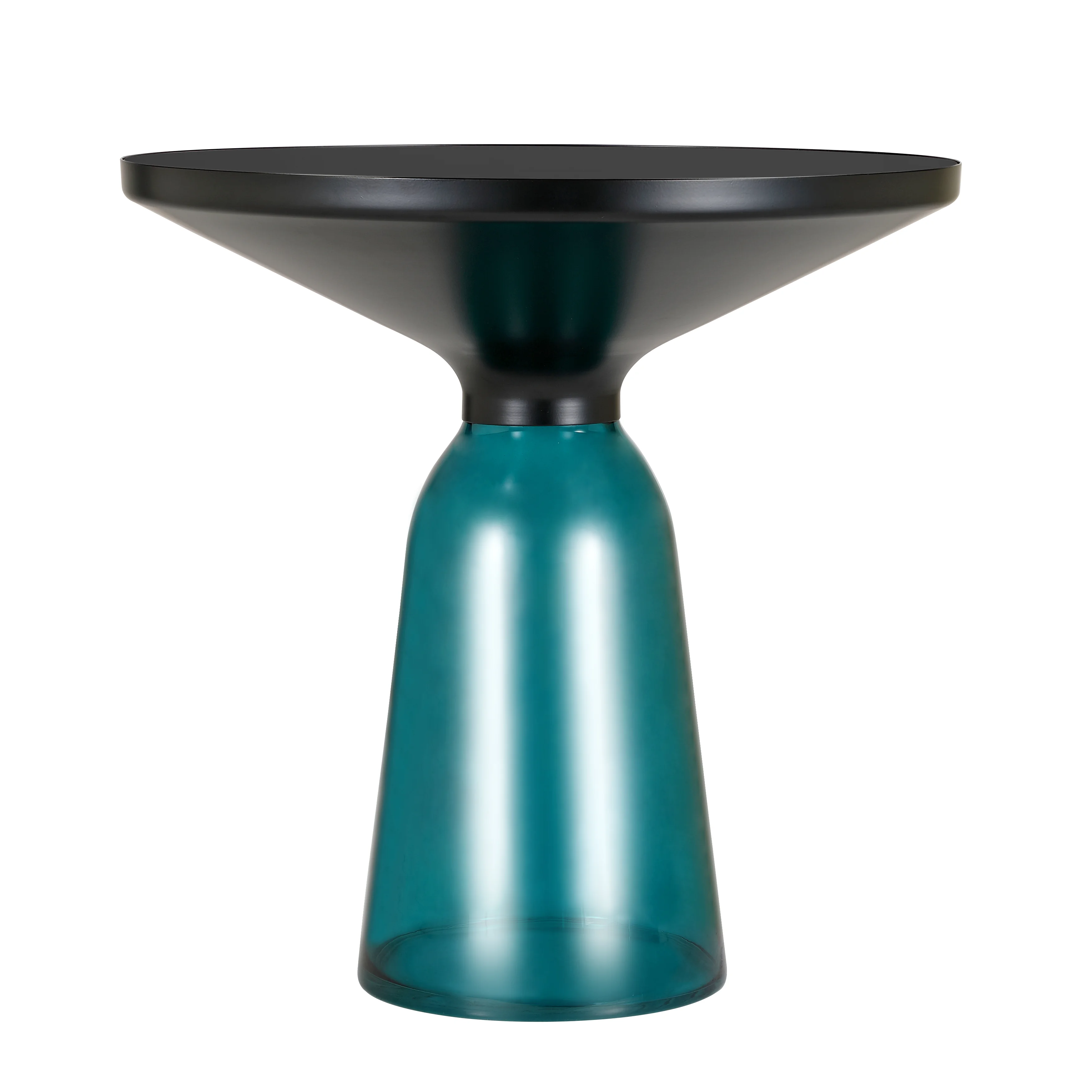 Tully Collection Glass side Table Blue glass, Black Rim with Black Glass top