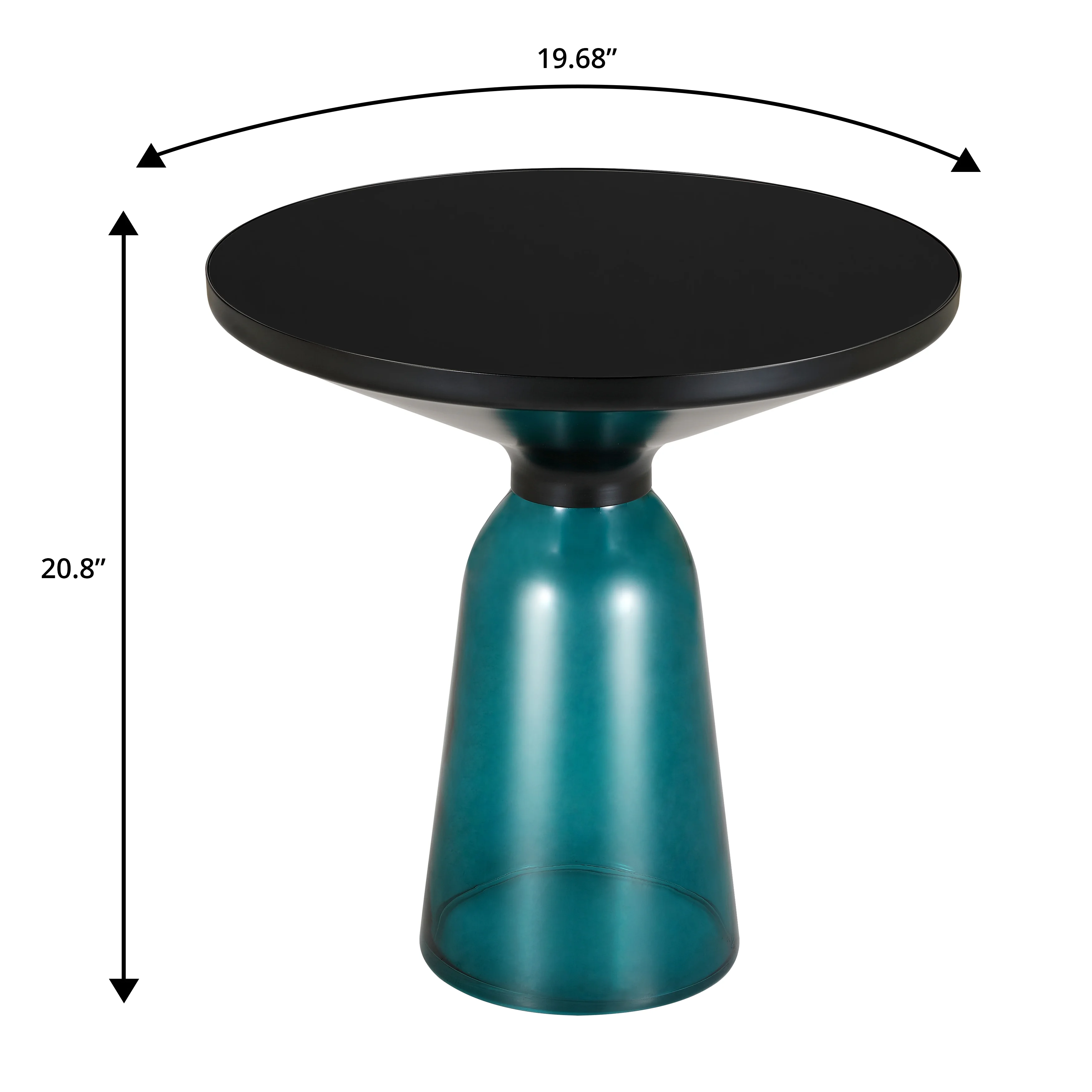 Tully Collection Glass side Table Blue glass, Black Rim with Black Glass top