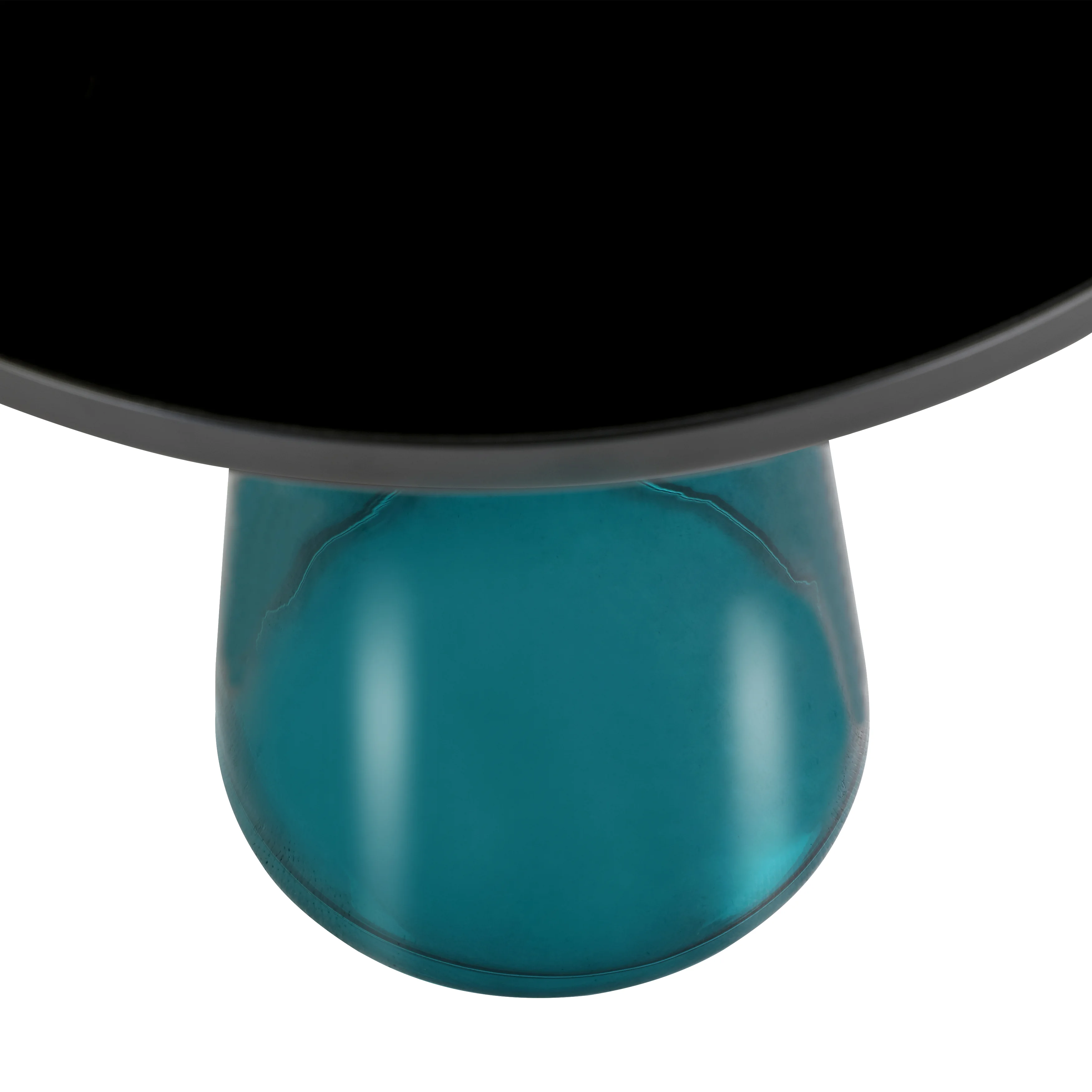 Tully Collection Glass side Table Blue glass, Black Rim with Black Glass top