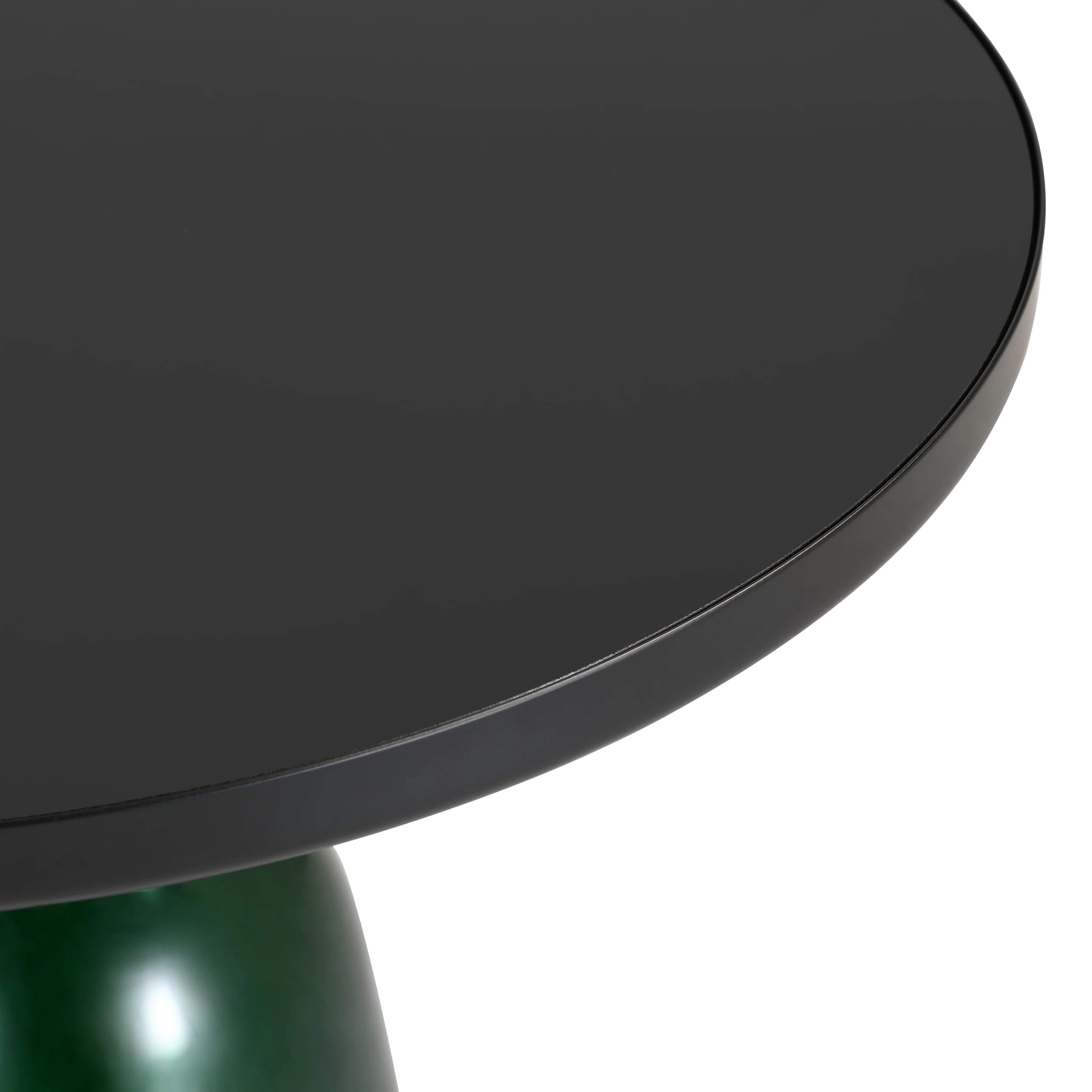 Tully Collection Glass side Table Green glass, Black Rim with Black Glass top
