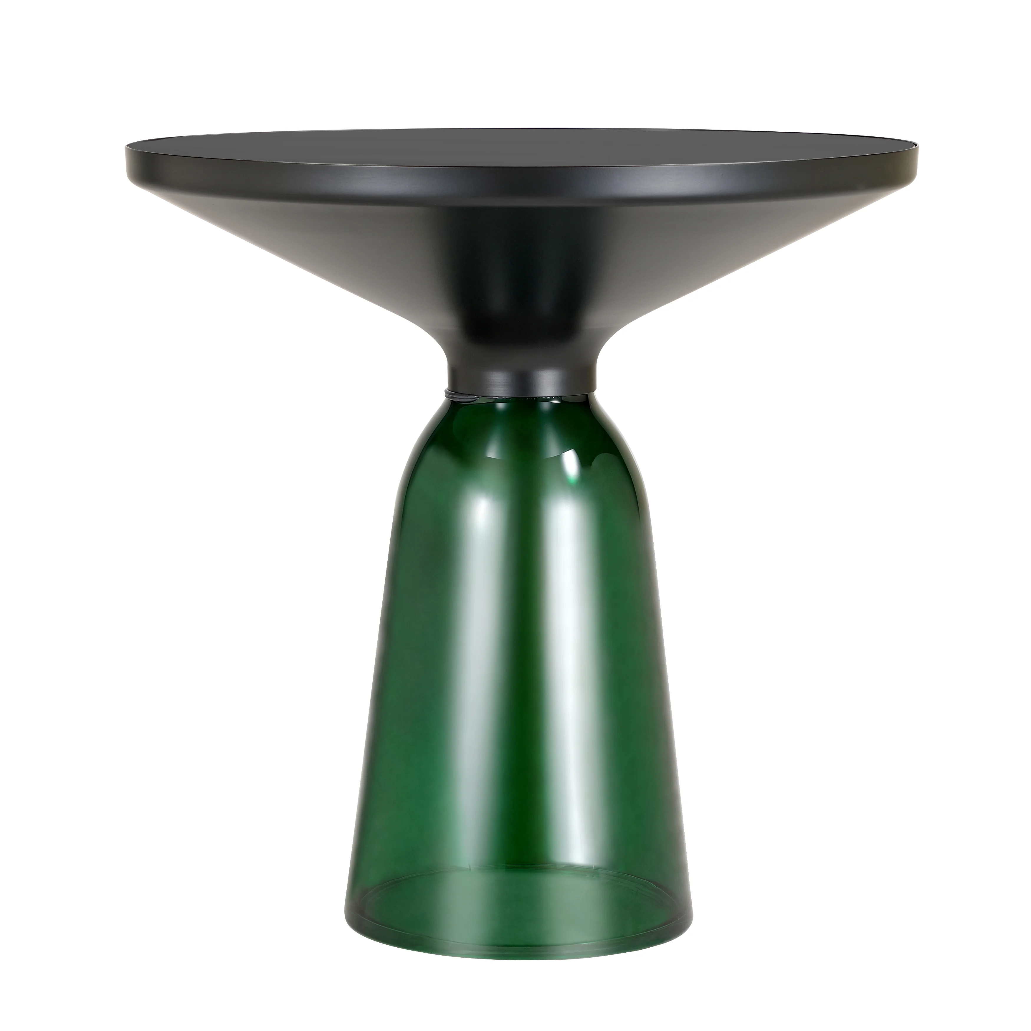 Tully Collection Glass side Table Green glass, Black Rim with Black Glass top
