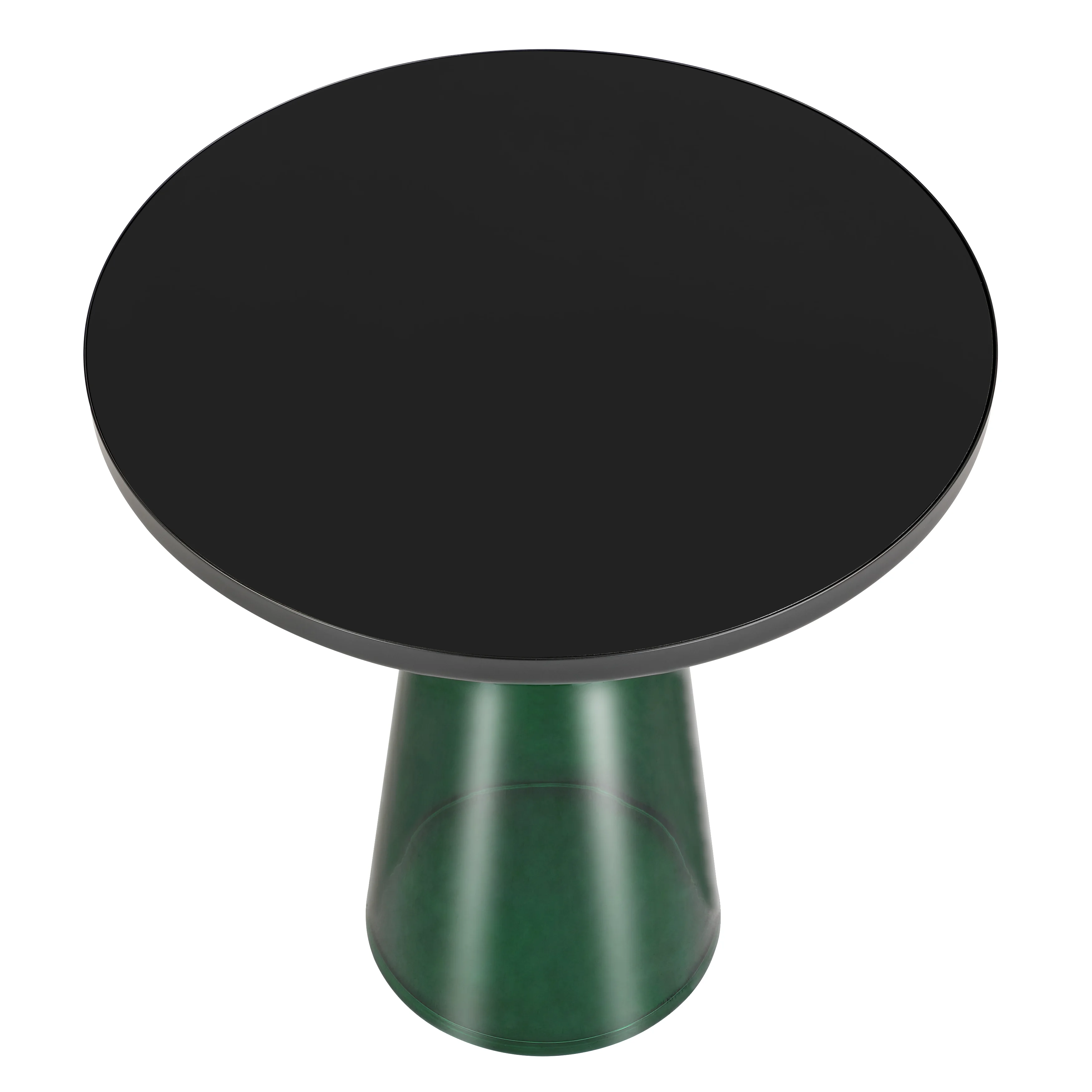Tully Collection Glass side Table Green glass, Black Rim with Black Glass top