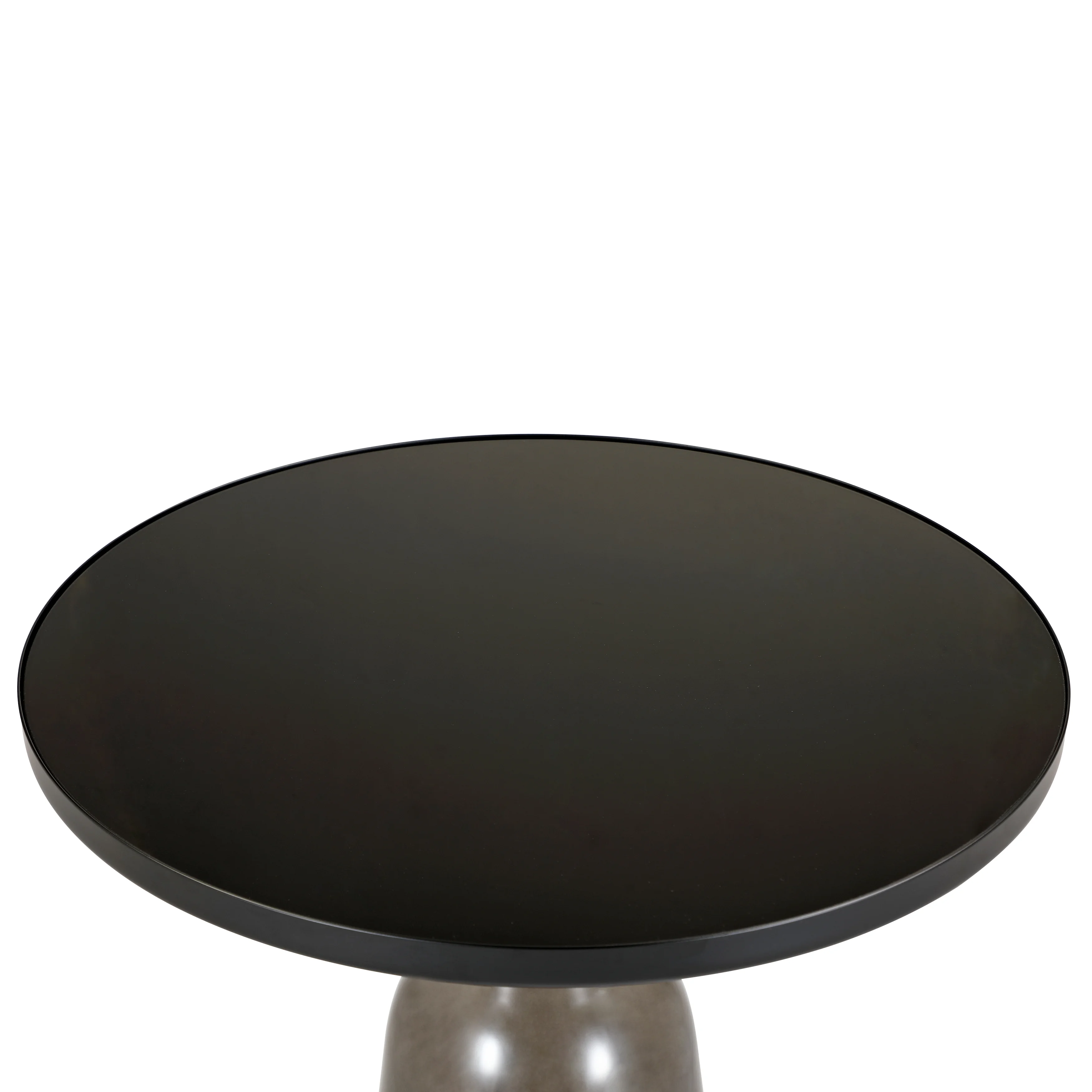 Tully Collection Glass side Table Grey glass, Black Rim with Black Glass top