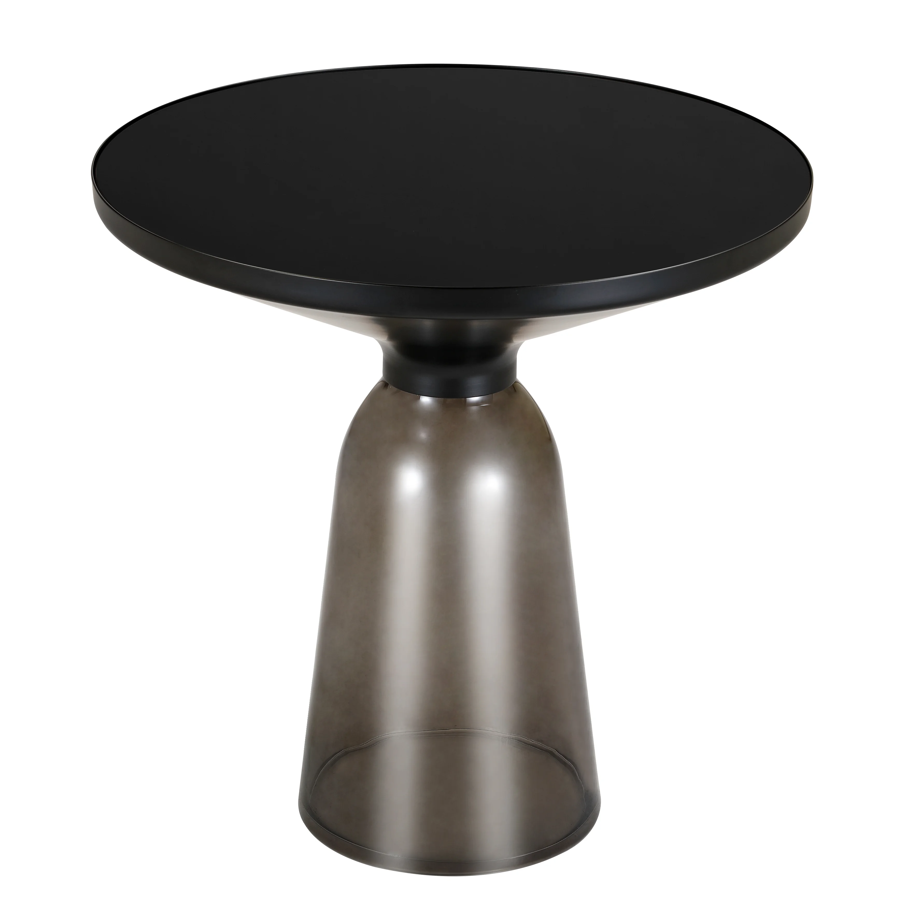 Tully Collection Glass side Table Grey glass, Black Rim with Black Glass top