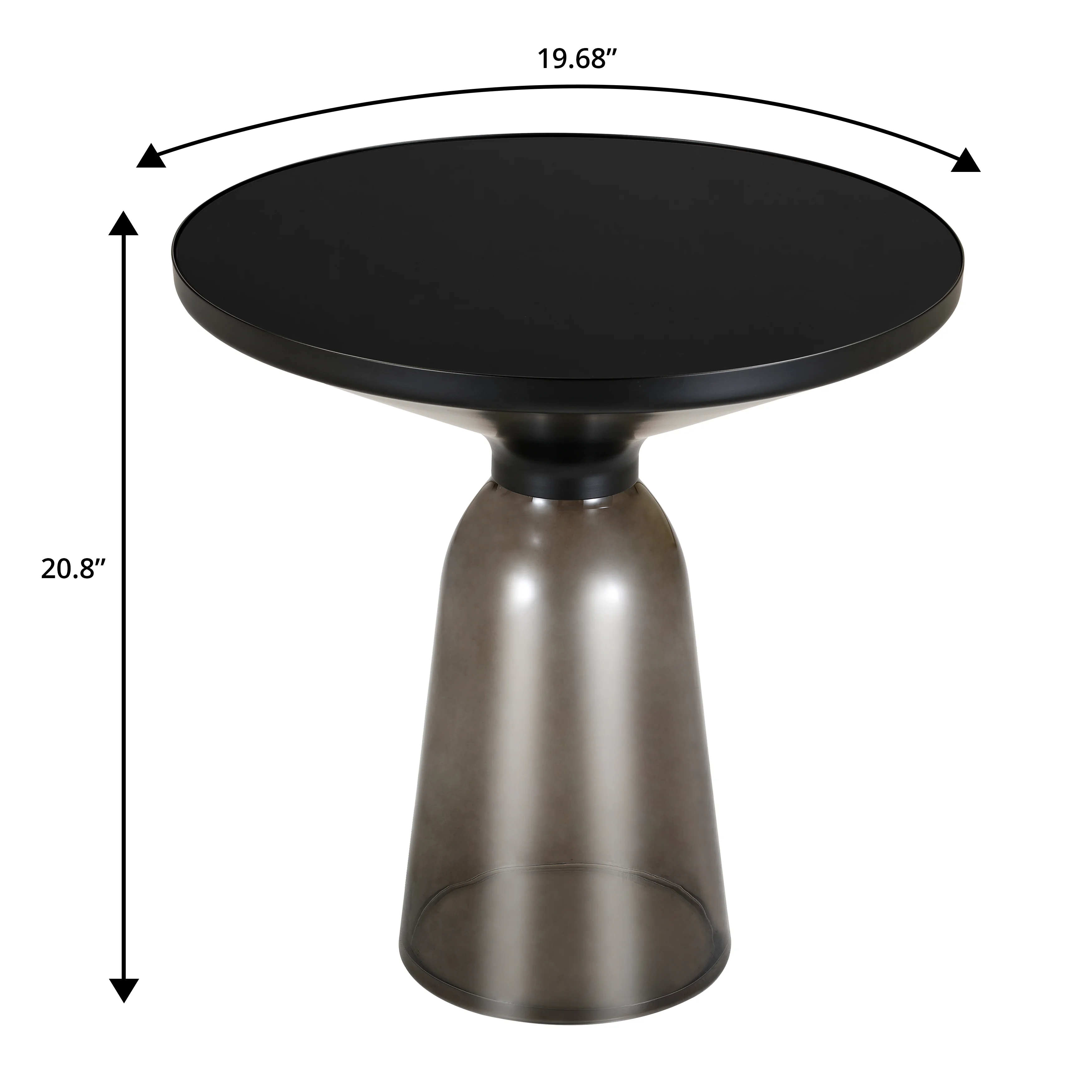 Tully Collection Glass side Table Grey glass, Black Rim with Black Glass top