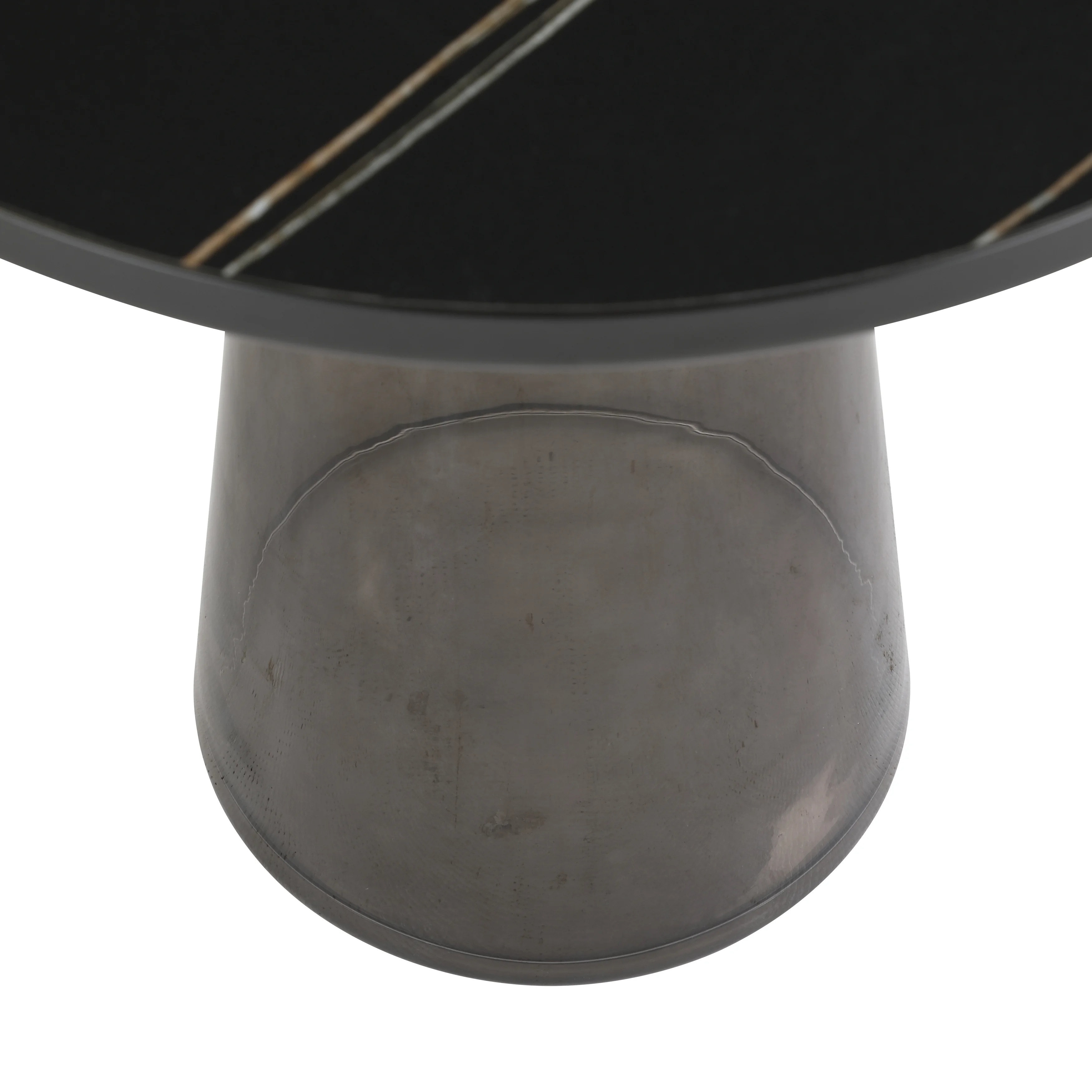 Tully Collection Glass side Table Grey glass, Black Rim with Black Sintered Stone Top
